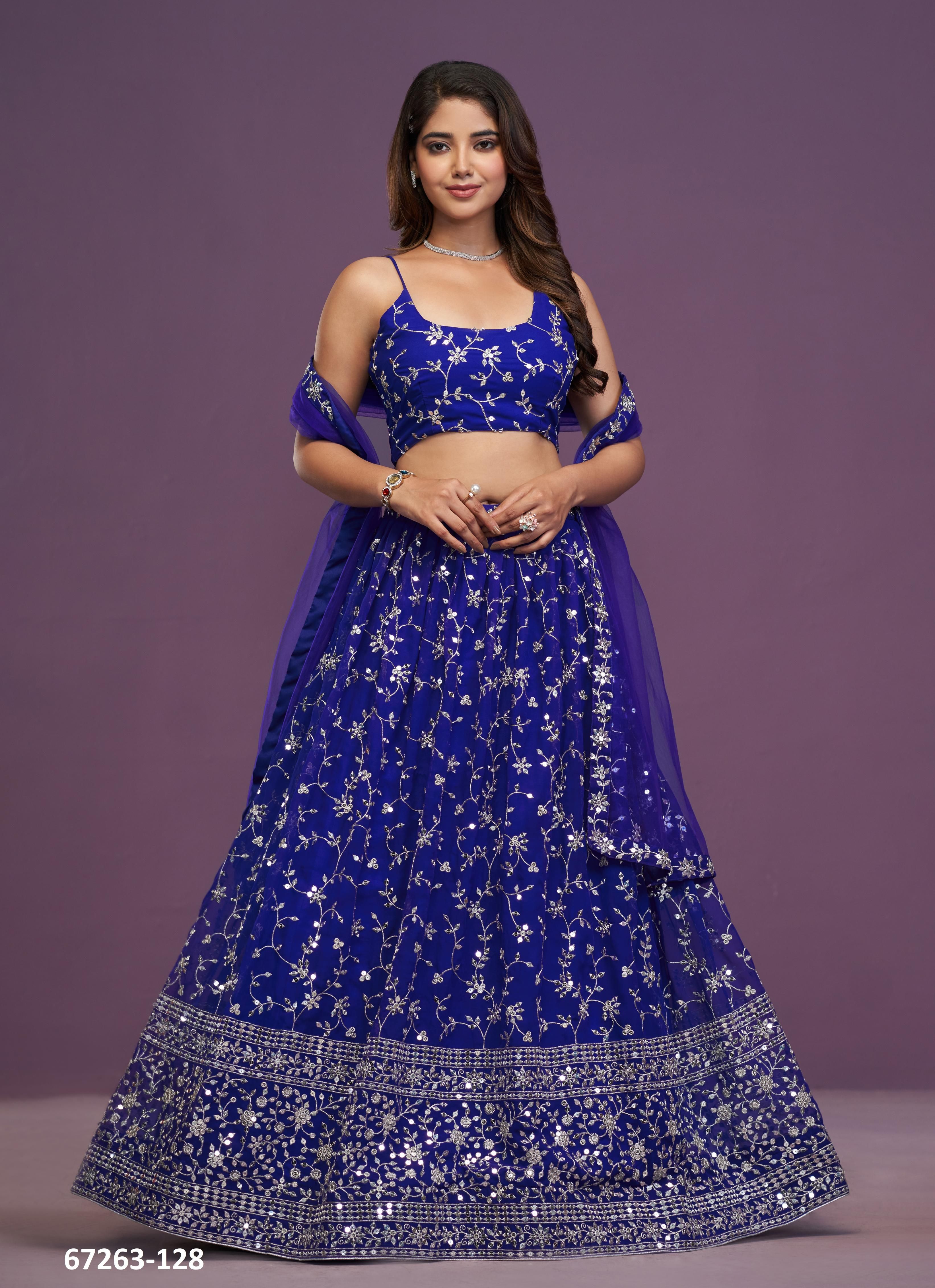 DESIGN 125 - Catalog # 67263 (Set of 8 Semi-Stitched Lehengas) DESIGN 125 - Catalog # 67263 (Set of 8 Semi-Stitched Lehengas)