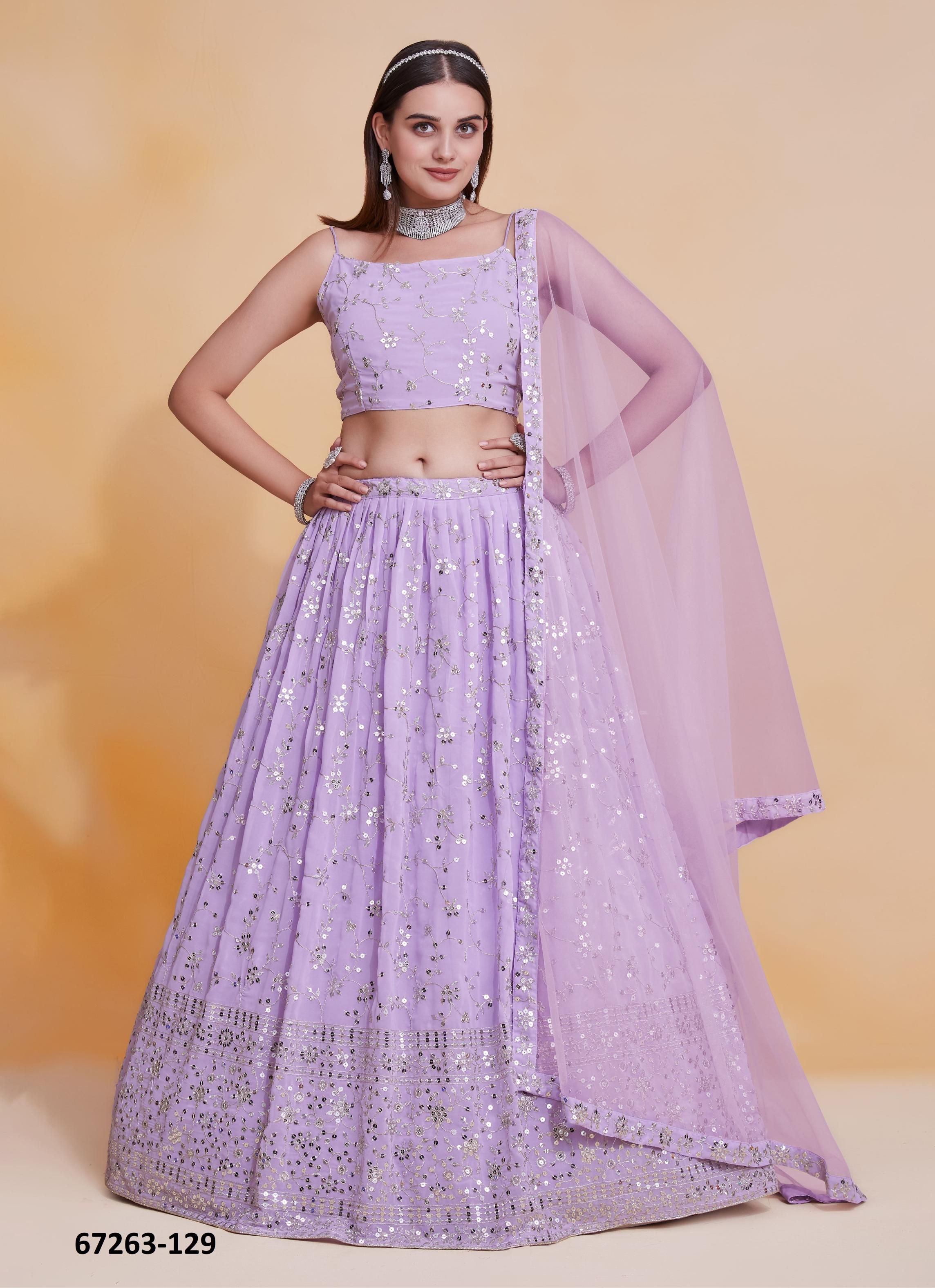 DESIGN 125 - Catalog # 67263 (Set of 8 Semi-Stitched Lehengas) DESIGN 125 - Catalog # 67263 (Set of 8 Semi-Stitched Lehengas)