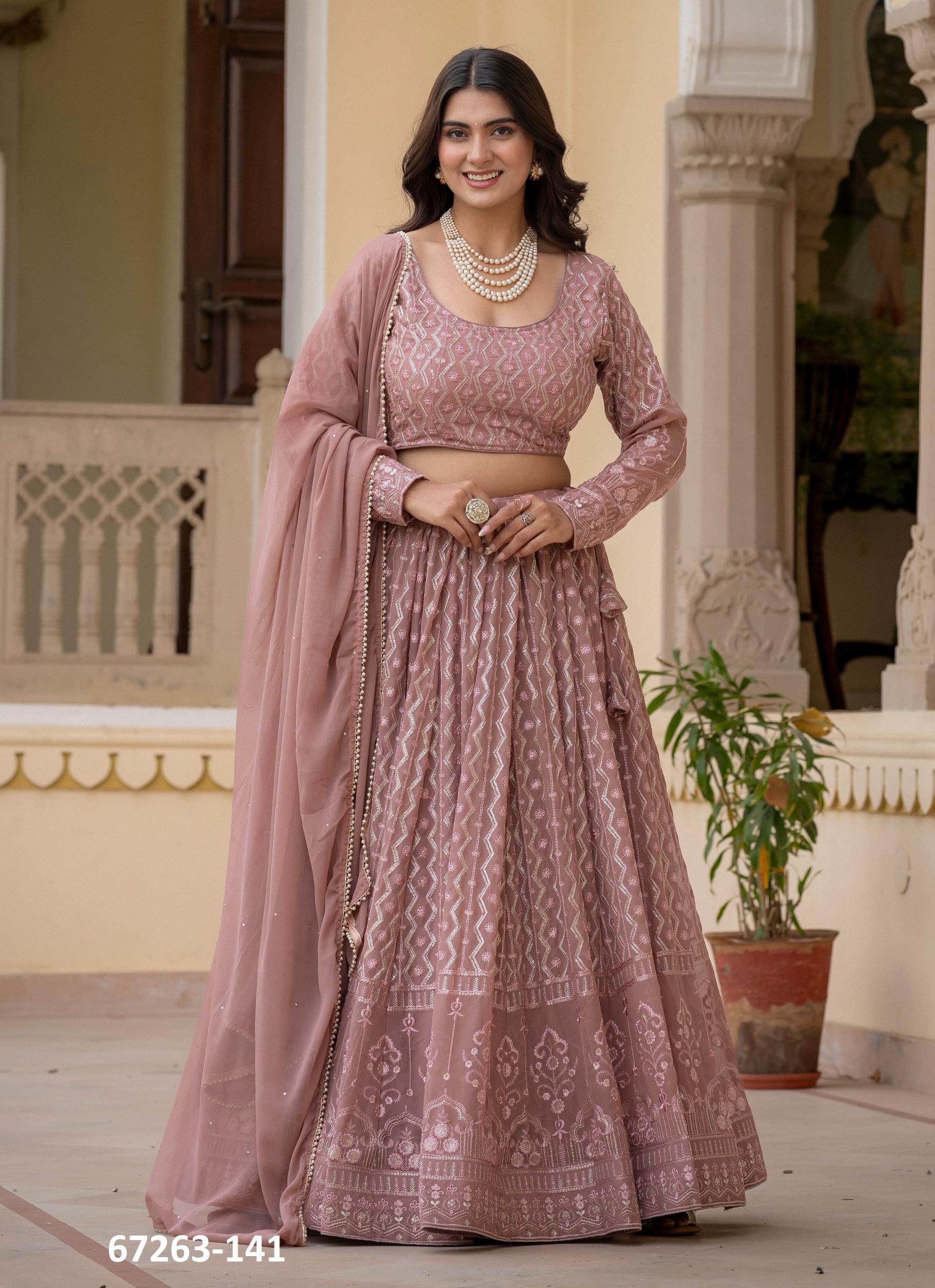 DESIGN 125 - Catalog # 67263 (Set of 8 Semi-Stitched Lehengas) DESIGN 125 - Catalog # 67263 (Set of 8 Semi-Stitched Lehengas)