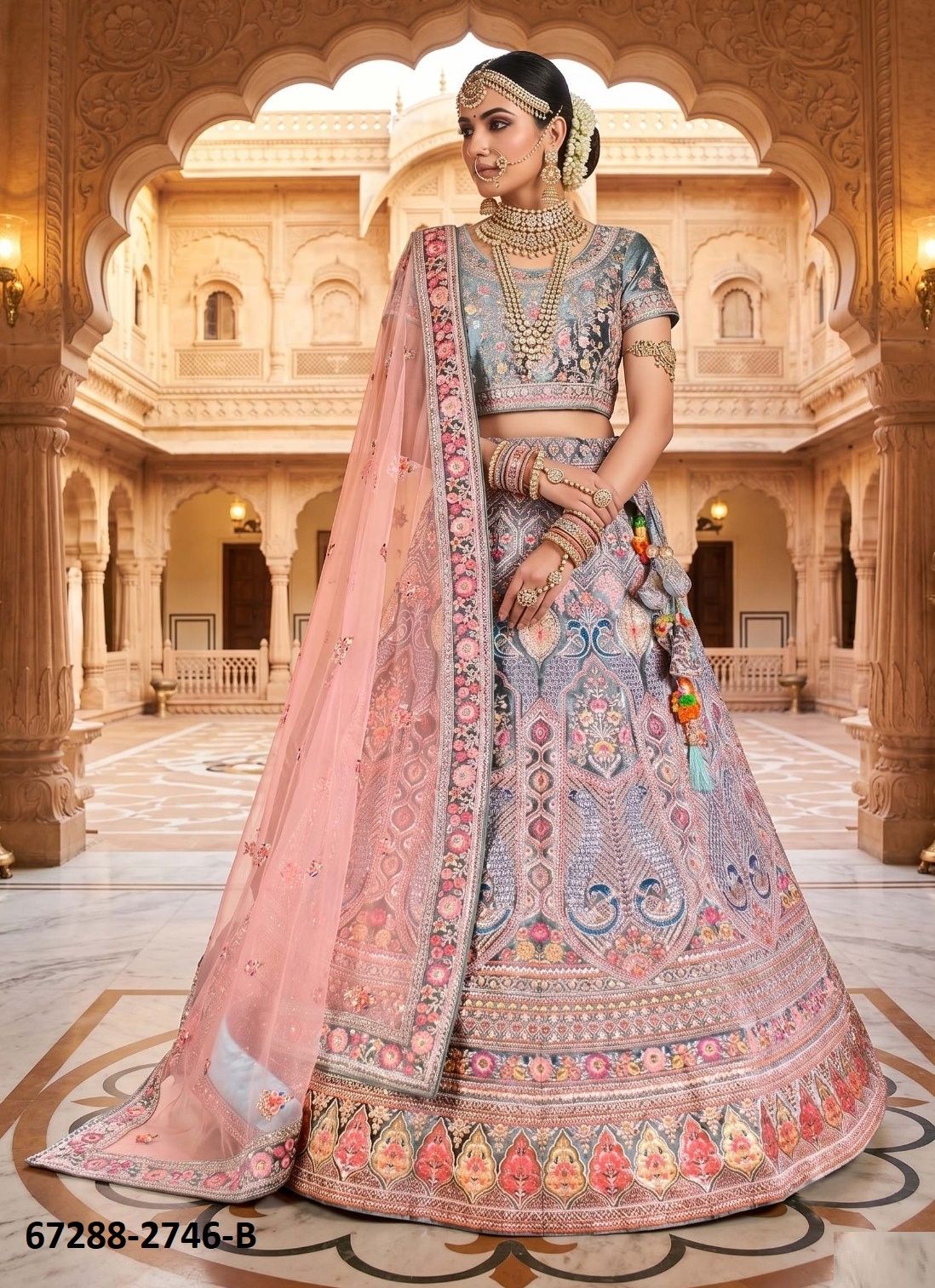 DESIGN 890 - Catalog # 67288 (Set of 9 Semi-Stitched Lehengas) DESIGN 890 - Catalog # 67288 (Set of 9 Semi-Stitched Lehengas)