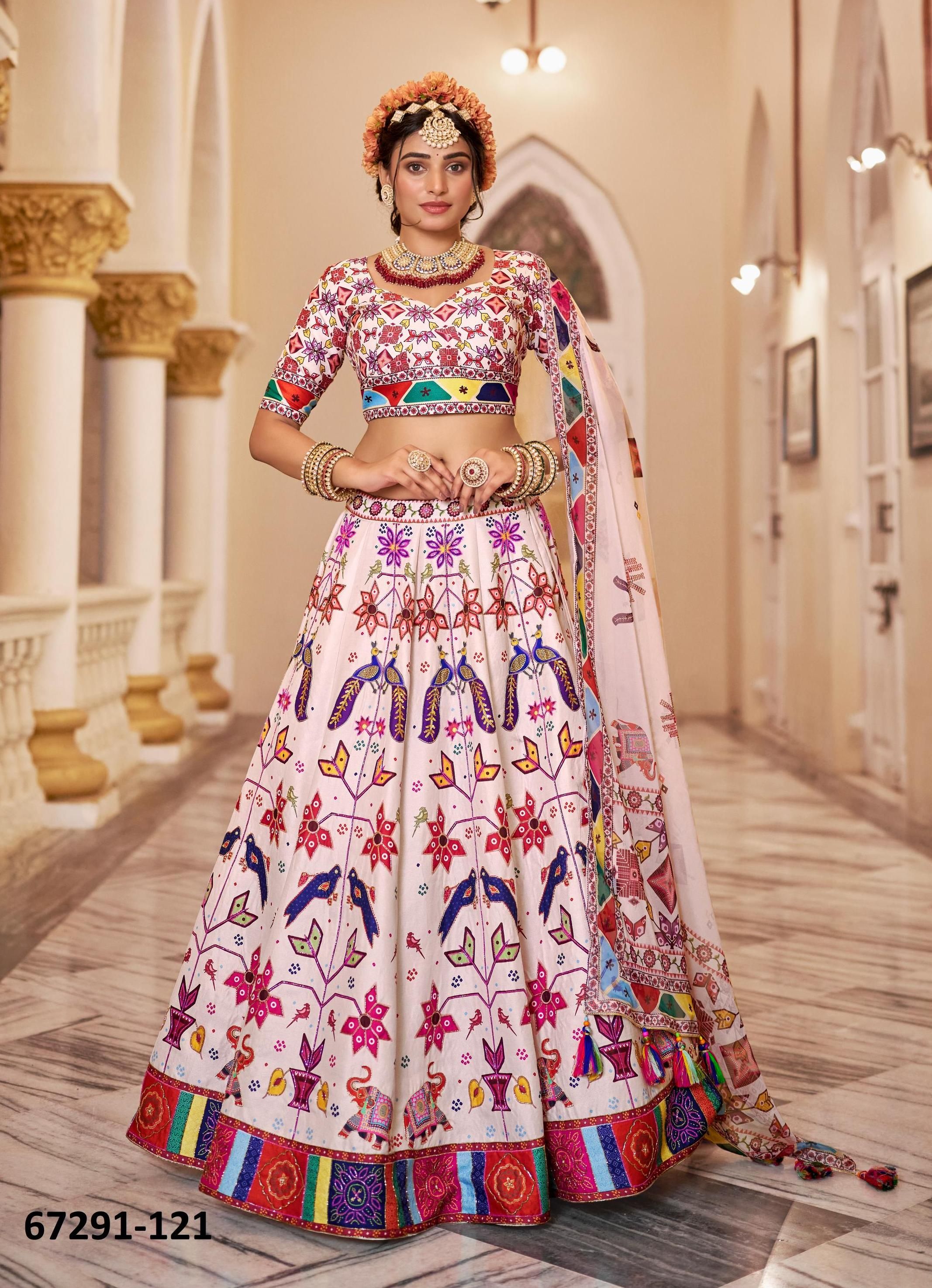 SANSKRITI - Catalog # 67291 (Set of 5 Semi-Stitched Lehengas)