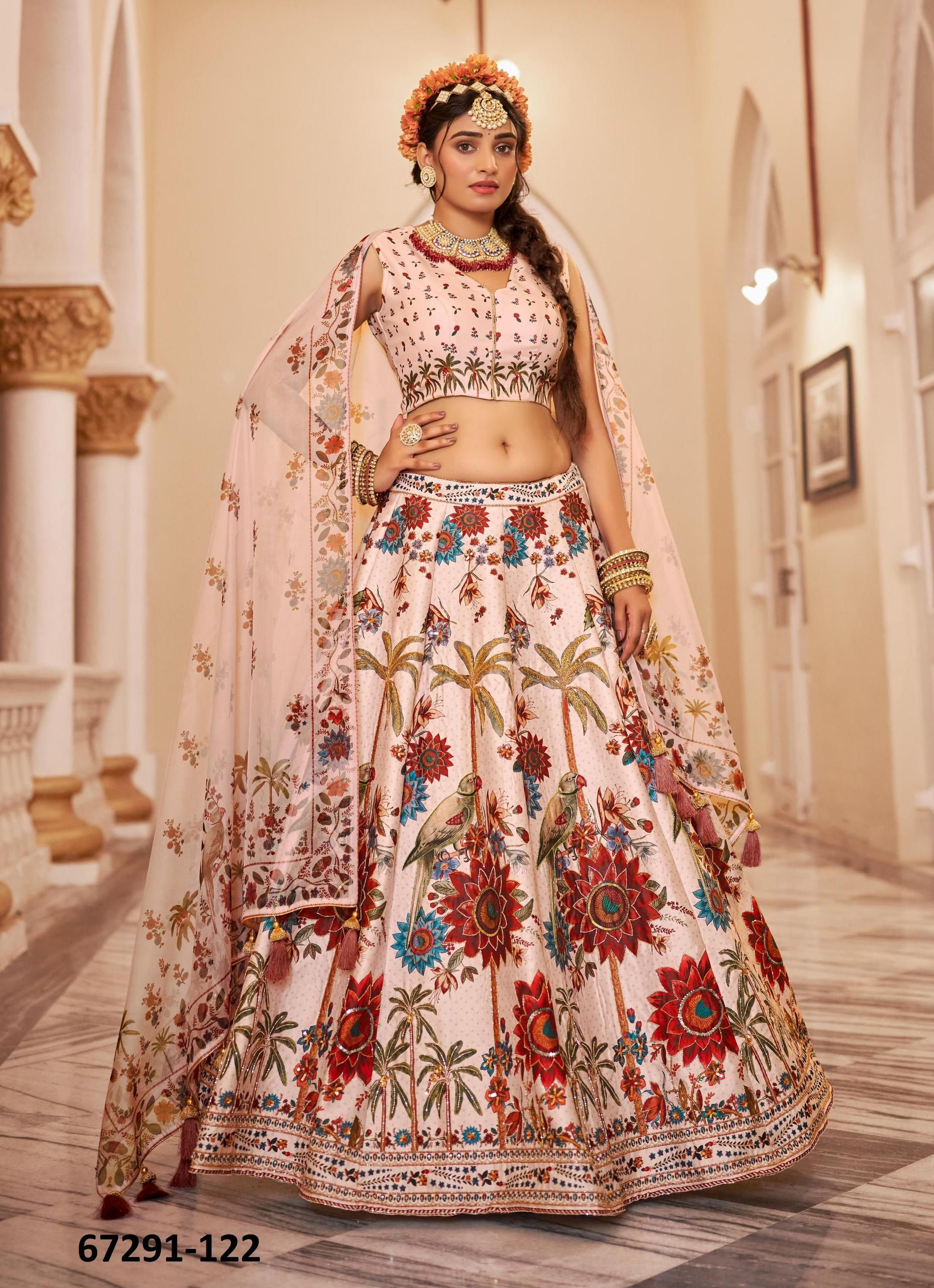 SANSKRITI - Catalog # 67291 (Set of 5 Semi-Stitched Lehengas)