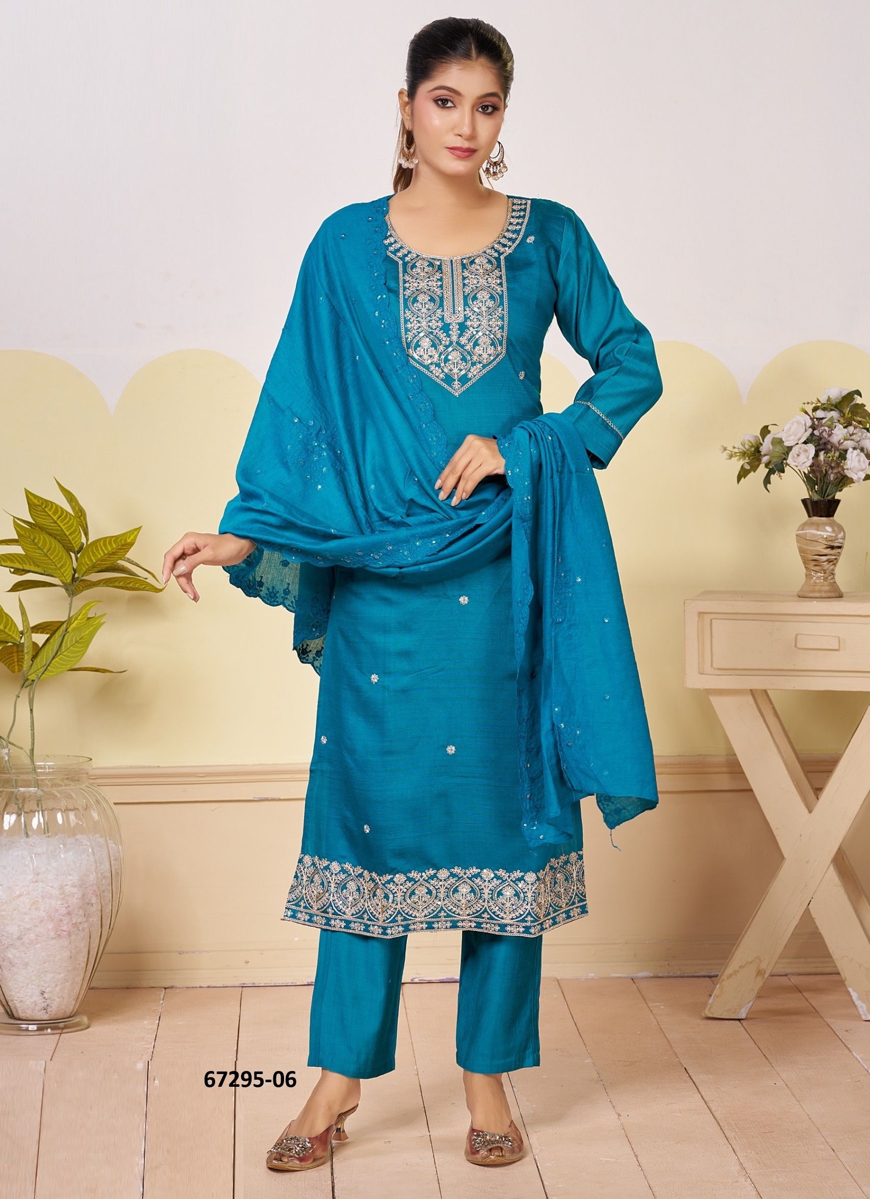 PAKIZA - Catalog # 67295 (Set of 6 Readymade Salwar Suits)