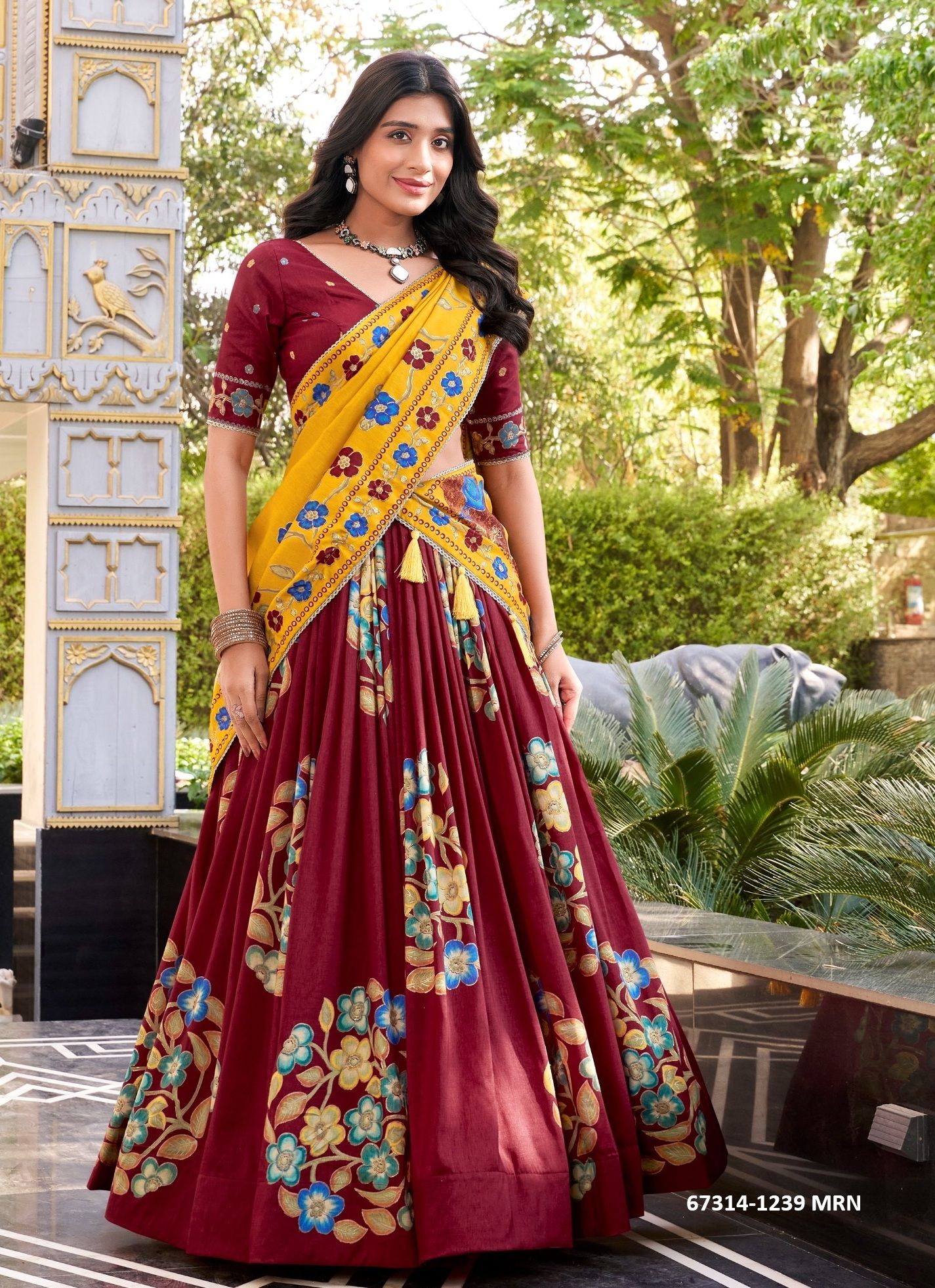 FLORAL BIRD - Catalog # 67314 (Set of 3 Semi-Stitched Lehengas) FLORAL BIRD - Catalog # 67314 (Set of 3 Semi-Stitched Lehengas)
