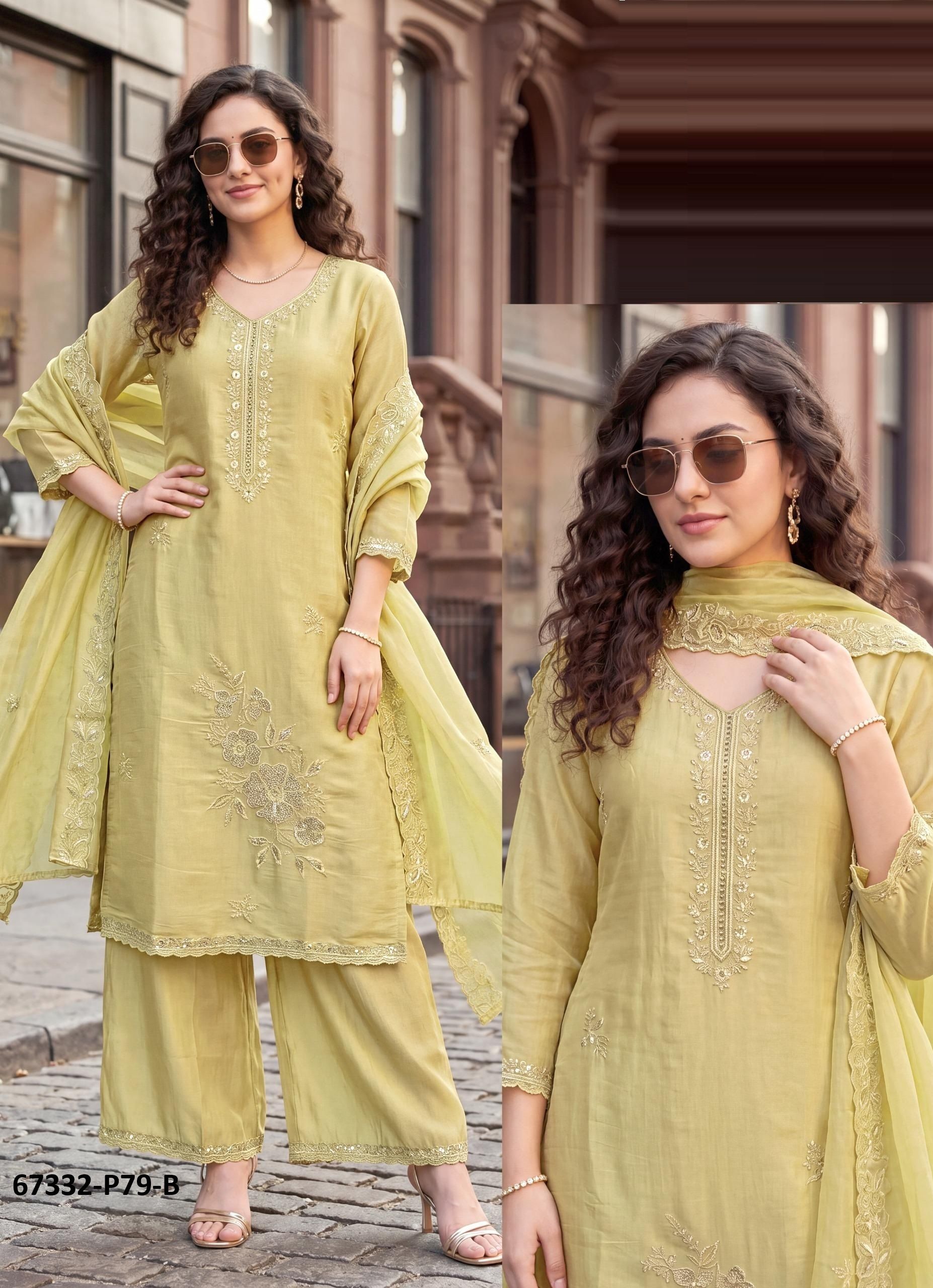 PURVANCHAL - Catalog # 67332 (Set of 7 SIZE-SETS [Readymade Salwar Suits])