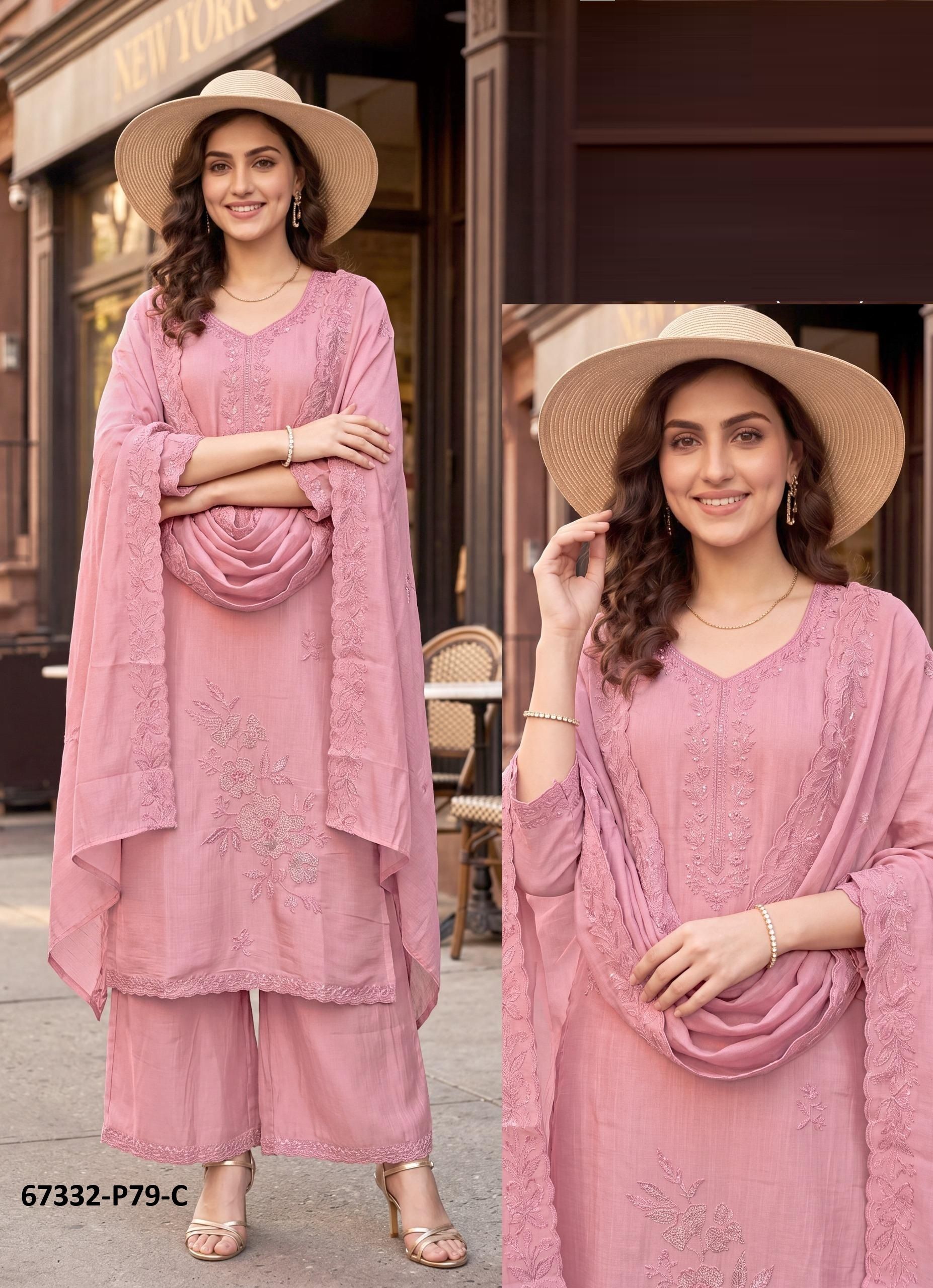 PURVANCHAL - Catalog # 67332 (Set of 7 SIZE-SETS [Readymade Salwar Suits])