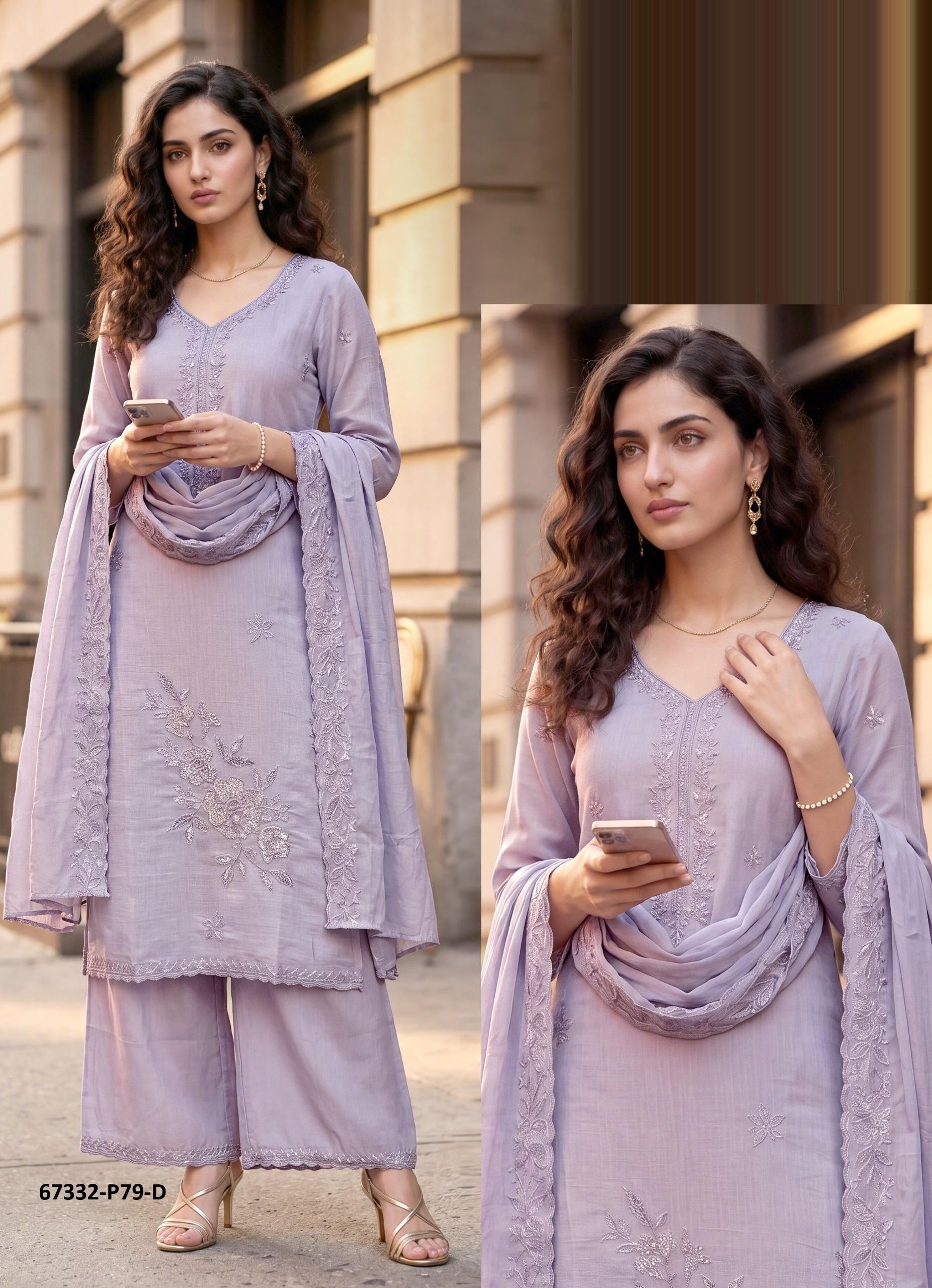 PURVANCHAL - Catalog # 67332 (Set of 7 SIZE-SETS [Readymade Salwar Suits])