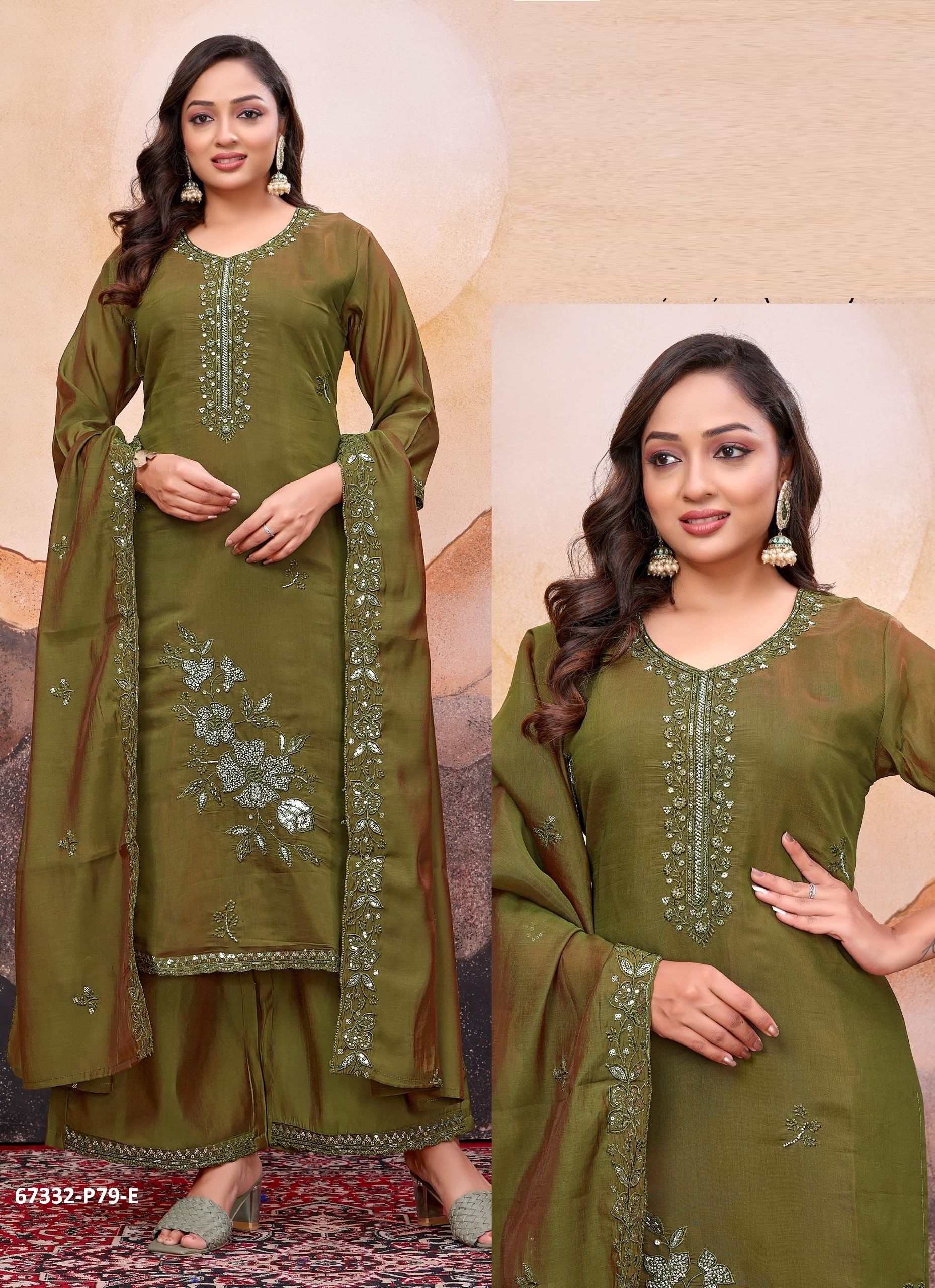 PURVANCHAL - Catalog # 67332 (Set of 7 SIZE-SETS [Readymade Salwar Suits])