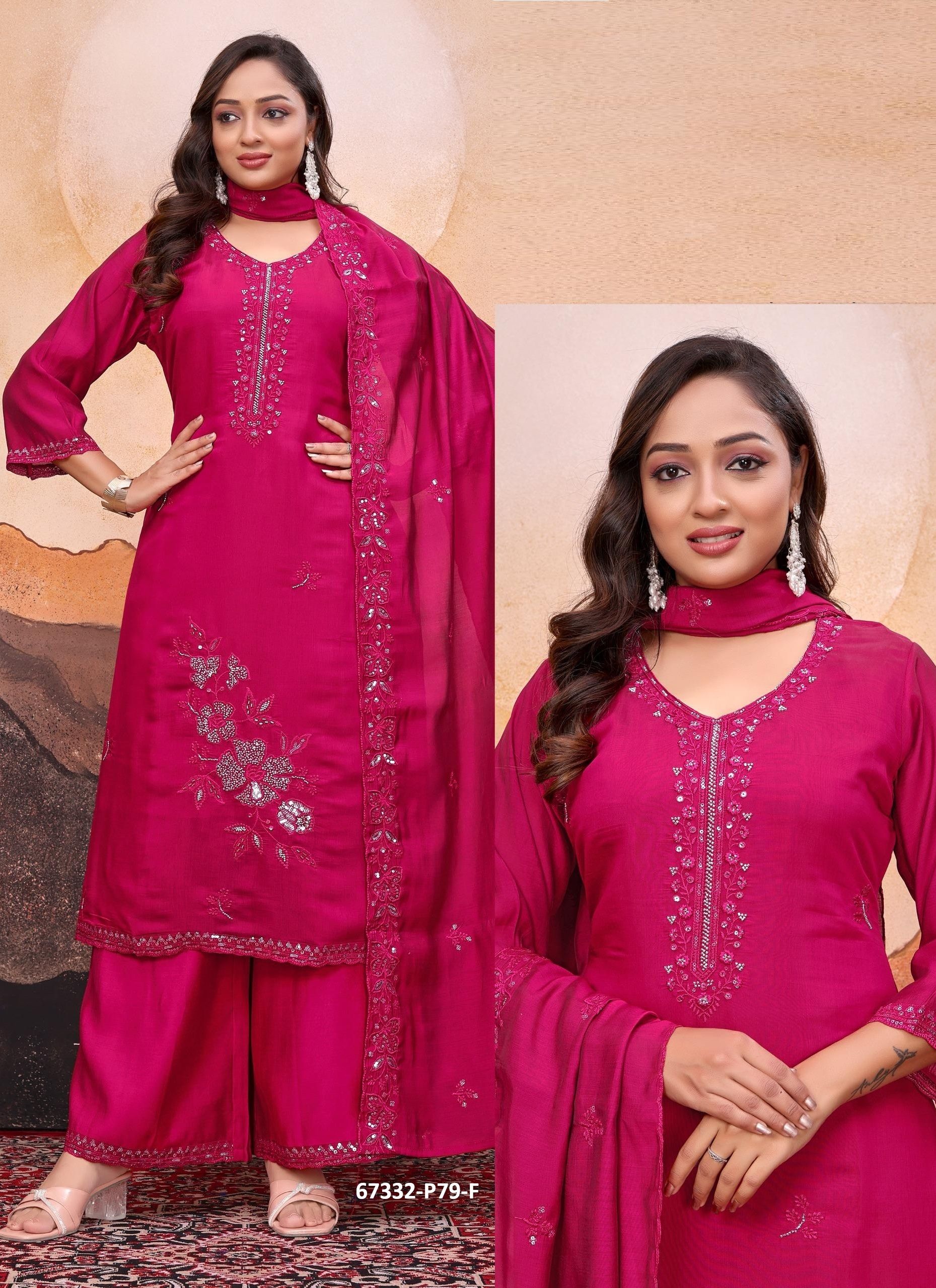 PURVANCHAL - Catalog # 67332 (Set of 7 SIZE-SETS [Readymade Salwar Suits])
