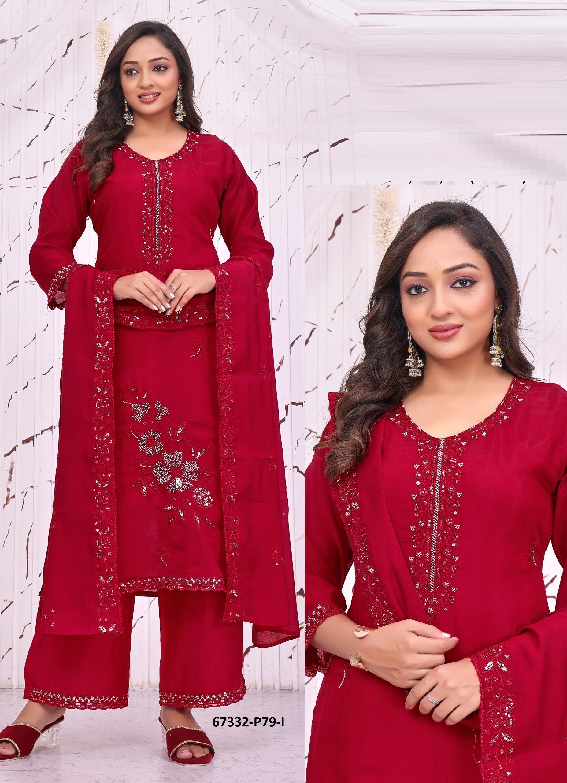 PURVANCHAL - Catalog # 67332 (Set of 7 SIZE-SETS [Readymade Salwar Suits])