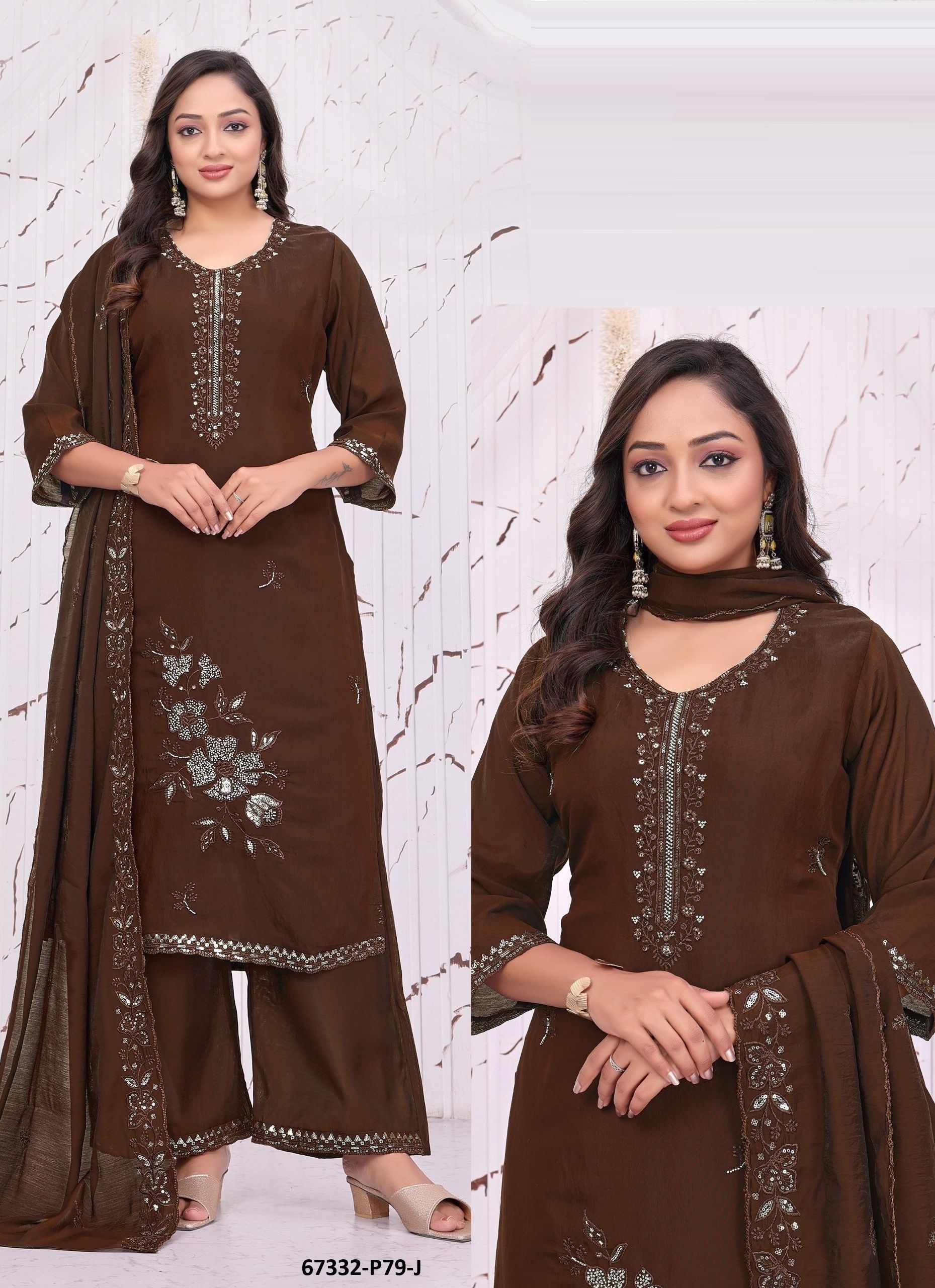 PURVANCHAL - Catalog # 67332 (Set of 7 SIZE-SETS [Readymade Salwar Suits])
