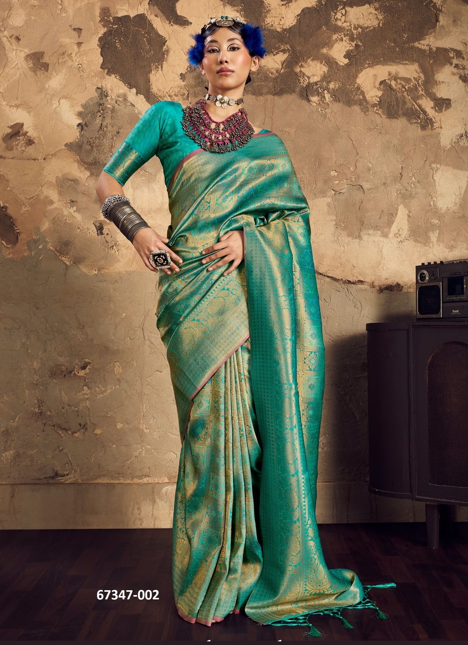 BLACK FLOWER - Catalog # 67347 (Set of 6 Sarees)