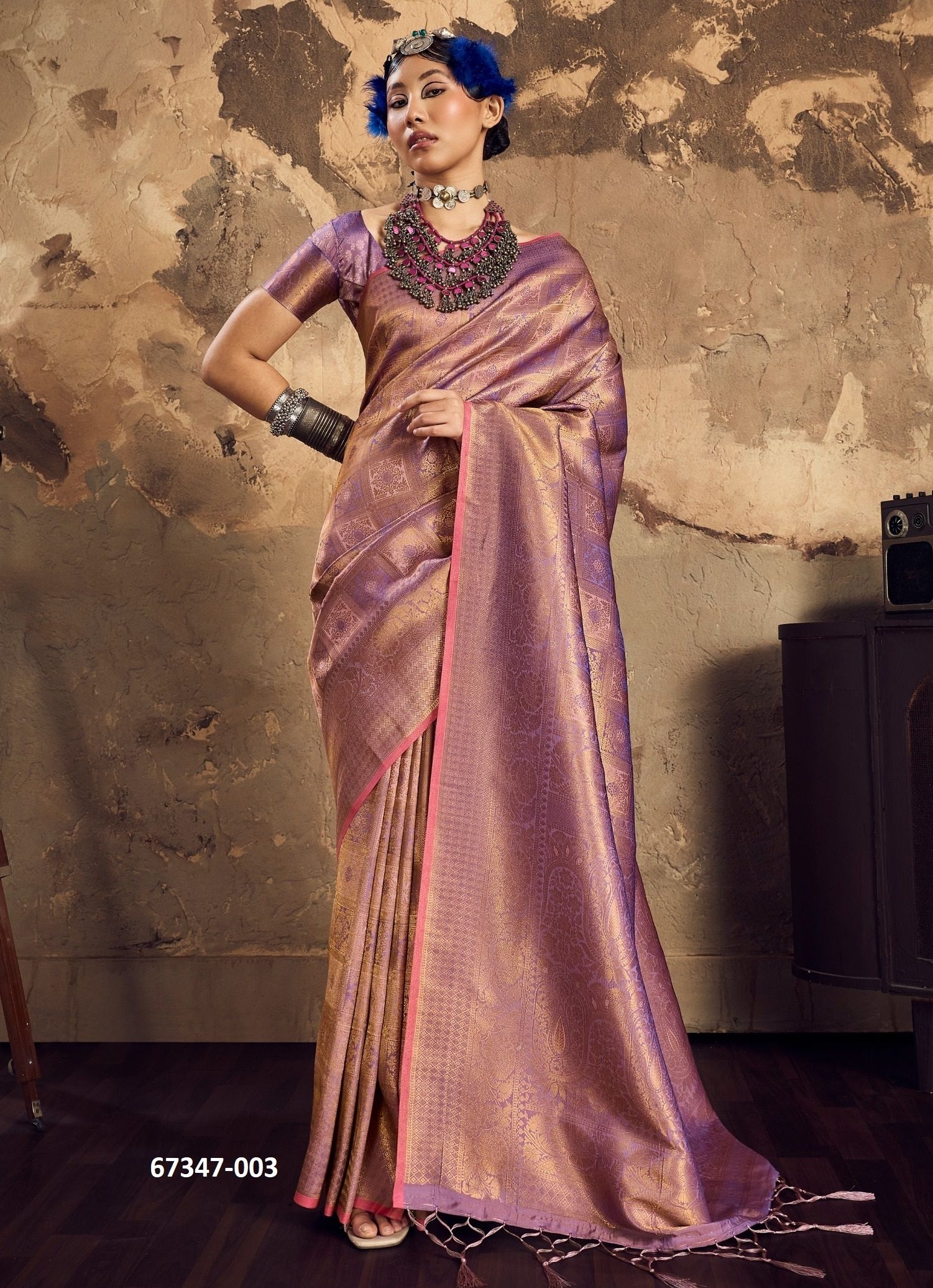 BLACK FLOWER - Catalog # 67347 (Set of 6 Sarees)