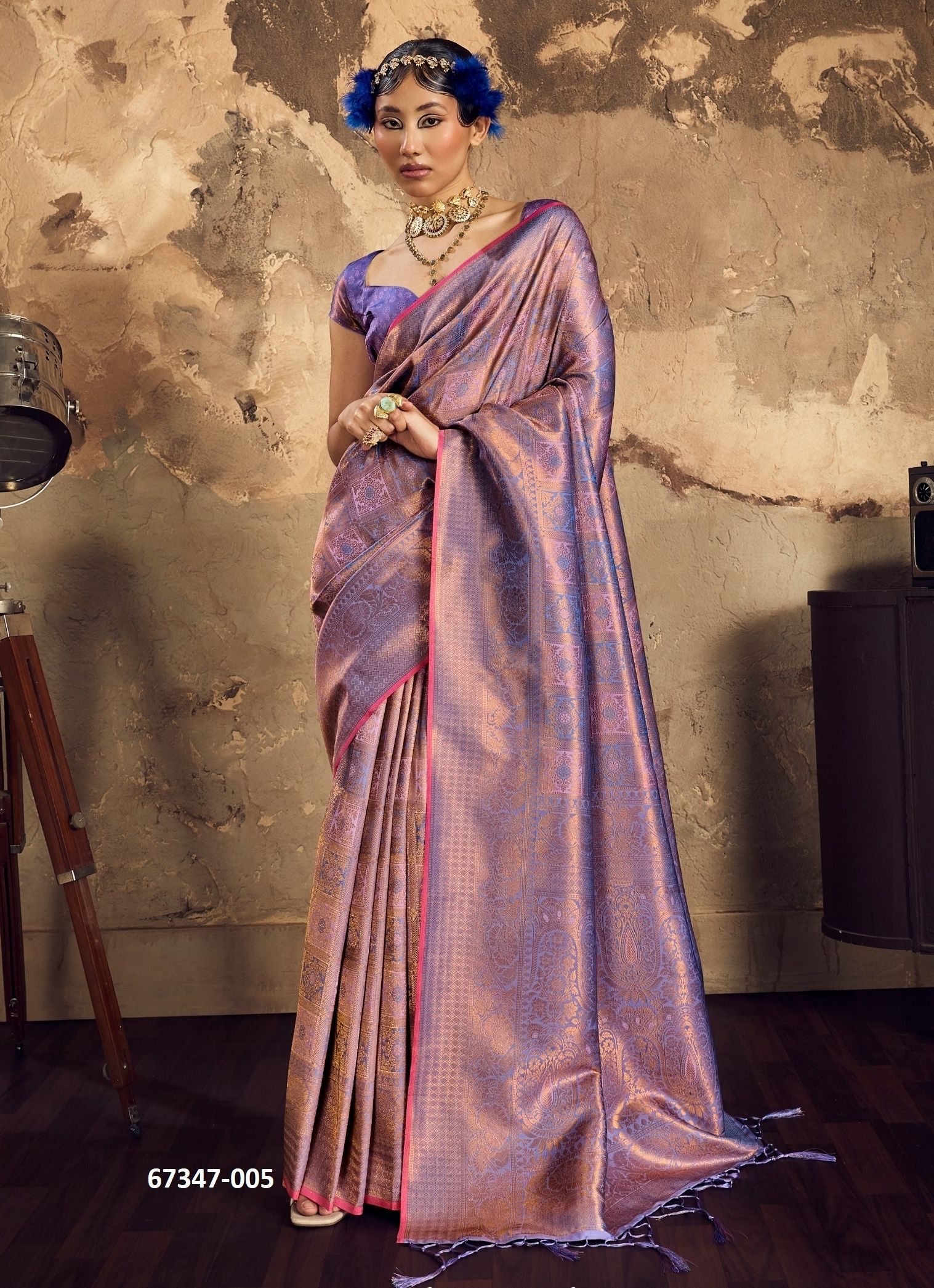 BLACK FLOWER - Catalog # 67347 (Set of 6 Sarees)