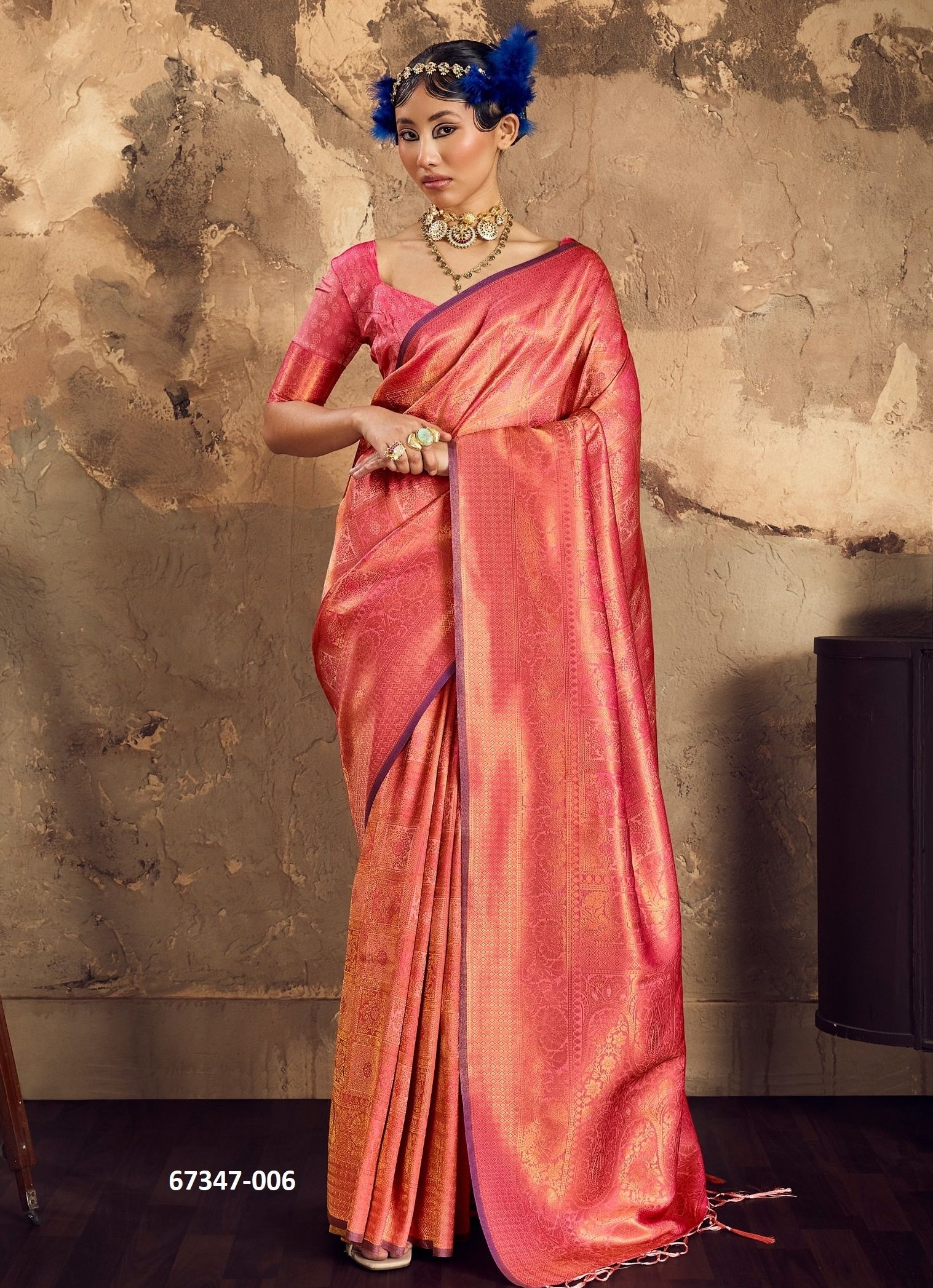 BLACK FLOWER - Catalog # 67347 (Set of 6 Sarees)