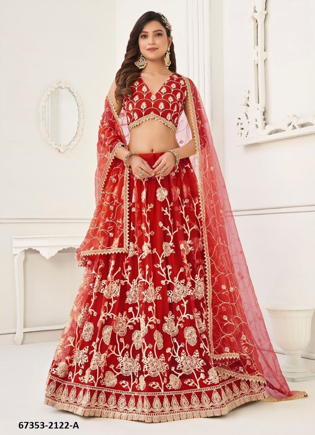 NAIMIN - Catalog # 67353 (Set of 5 Semi-Stitched Lehengas)