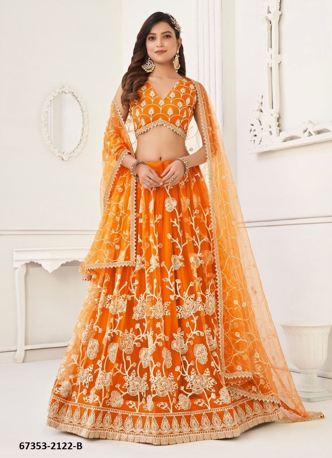 NAIMIN - Catalog # 67353 (Set of 5 Semi-Stitched Lehengas)