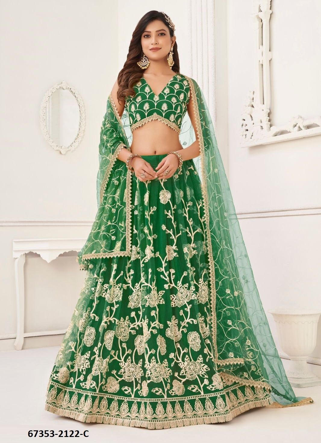 NAIMIN - Catalog # 67353 (Set of 5 Semi-Stitched Lehengas)