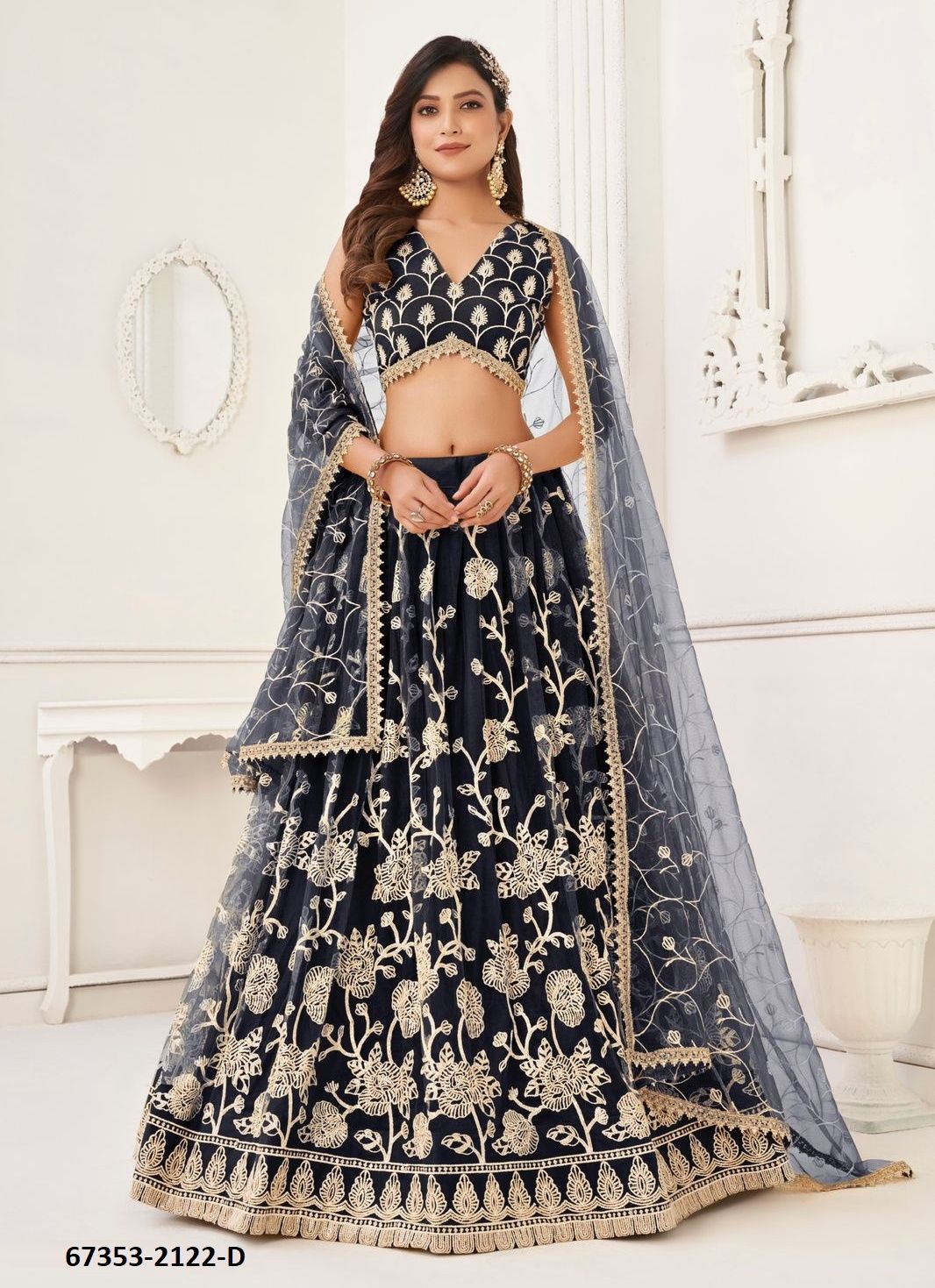 NAIMIN - Catalog # 67353 (Set of 5 Semi-Stitched Lehengas)