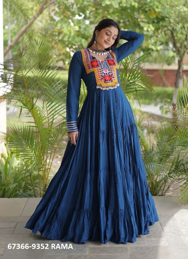 NAV DURGA - Catalog # 67366 (Set of 3 Readymade Gowns)
