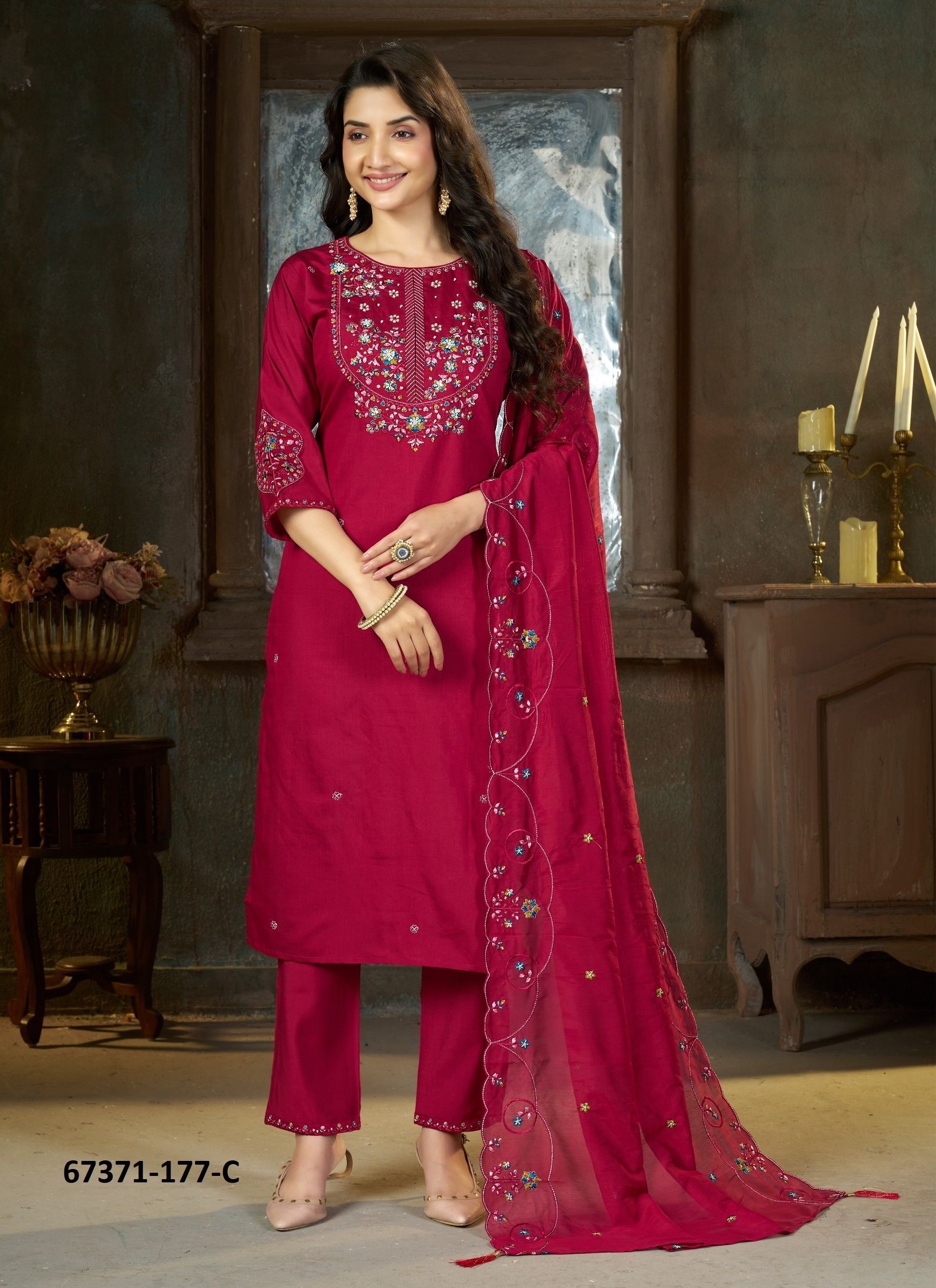 DEVINA - Catalog # 67371 (Set of 6 Readymade Salwar Suits)