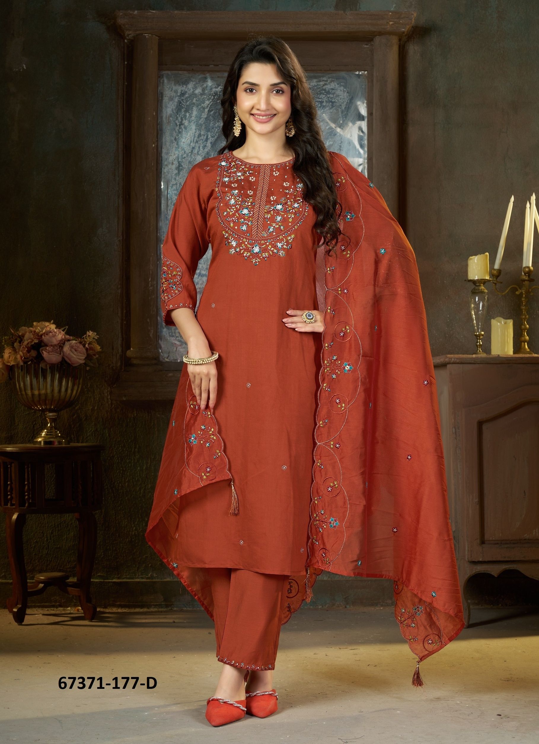 DEVINA - Catalog # 67371 (Set of 6 Readymade Salwar Suits)