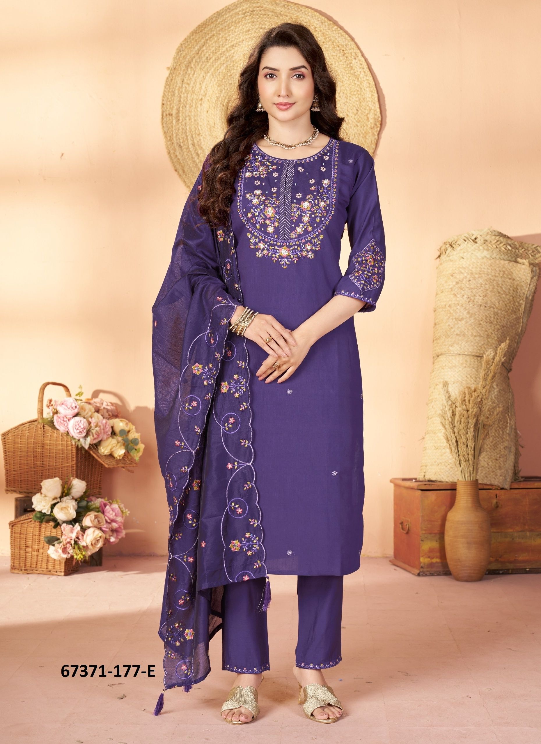 DEVINA - Catalog # 67371 (Set of 6 Readymade Salwar Suits)