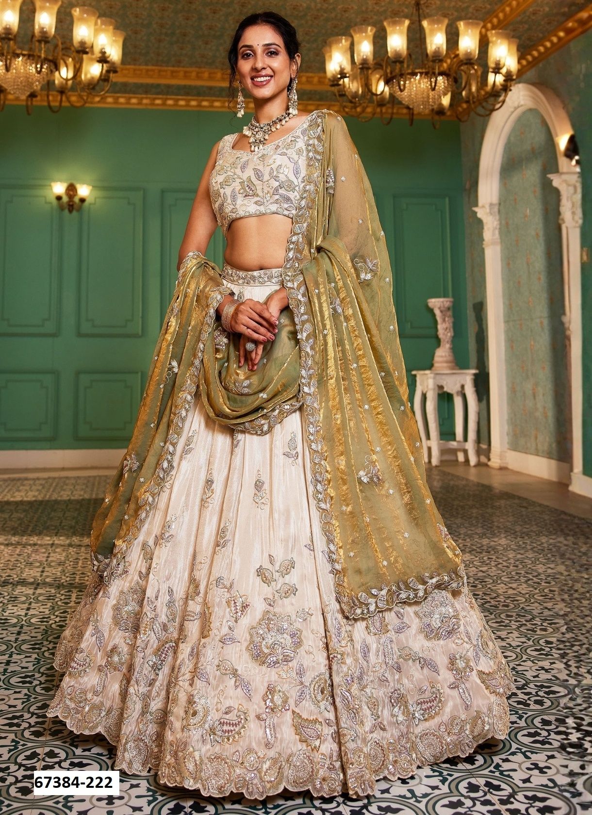 ADANA - Catalog # 67384 (Set of 3 Semi-Stitched Lehengas)