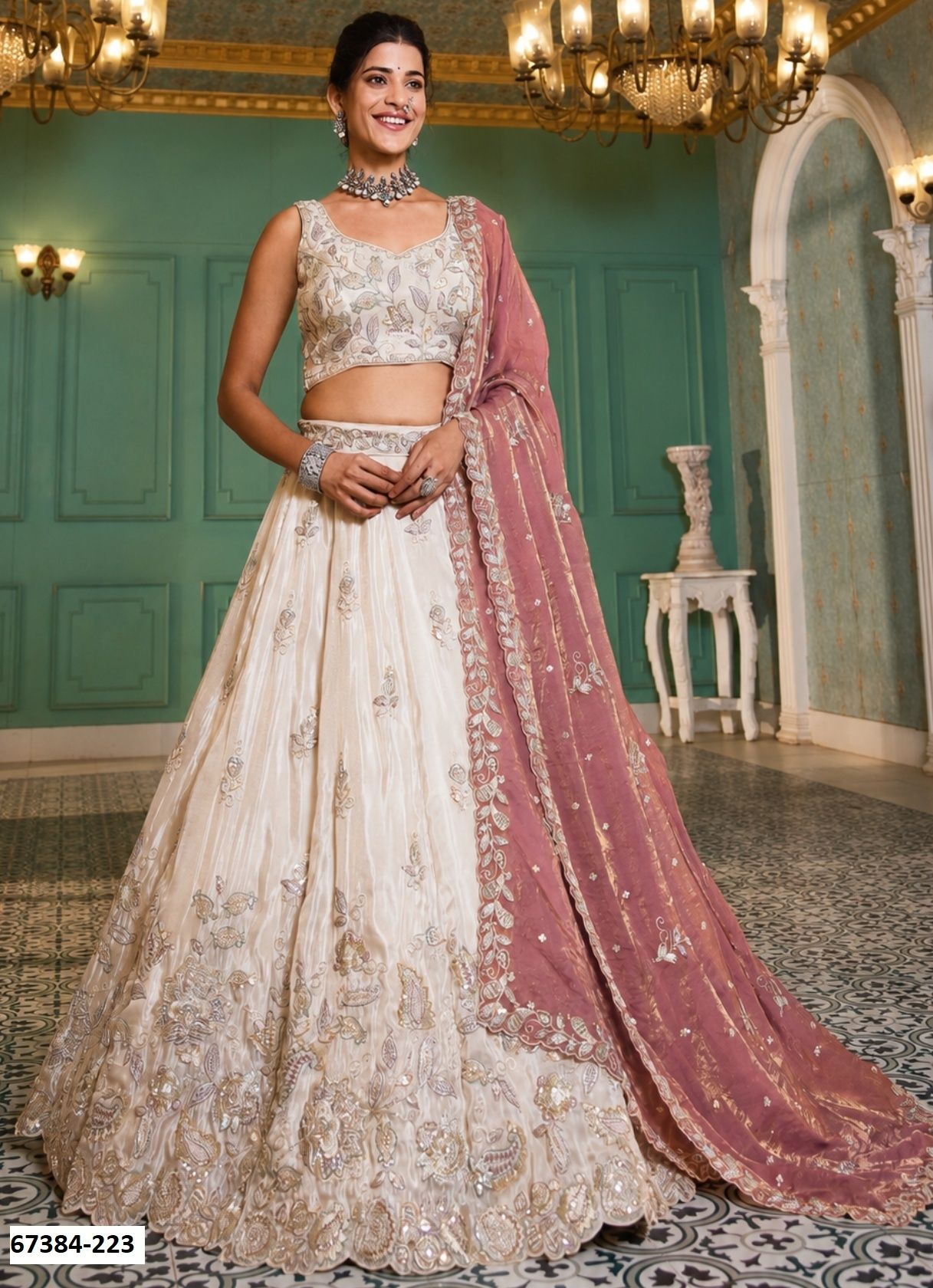 ADANA - Catalog # 67384 (Set of 3 Semi-Stitched Lehengas)
