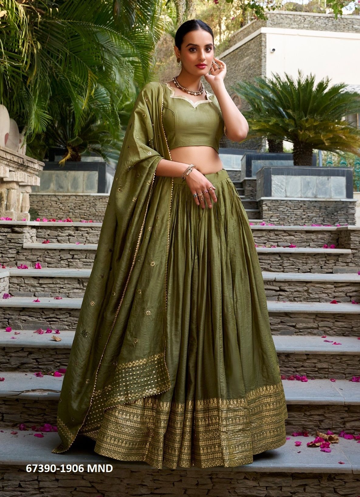 CHAND RATAN - Catalog # 67390 (Set of 12 Semi-Stitched Lehengas)