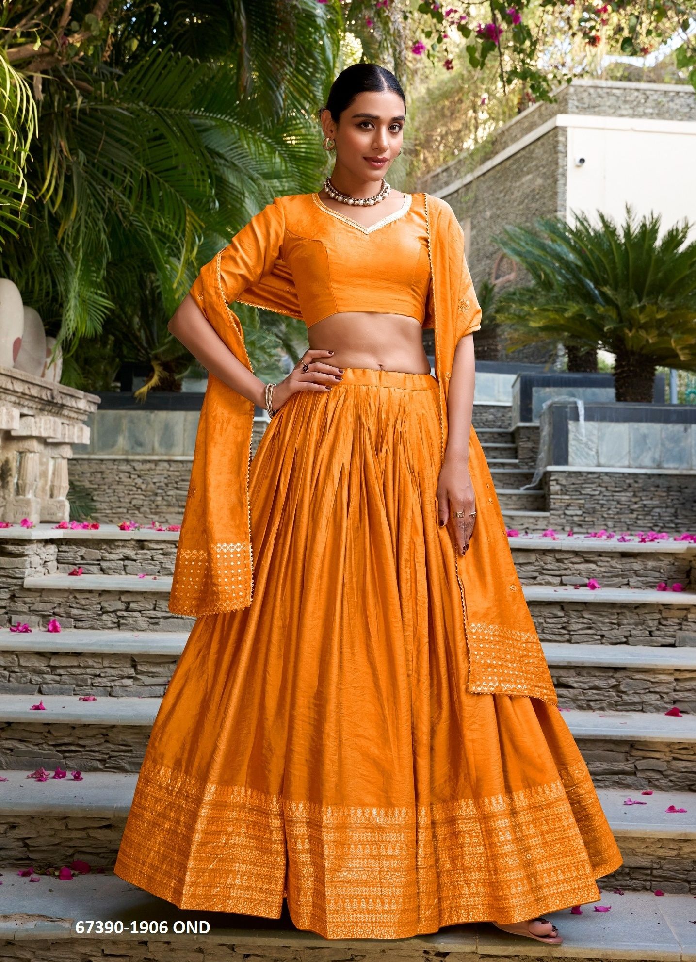 CHAND RATAN - Catalog # 67390 (Set of 12 Semi-Stitched Lehengas)
