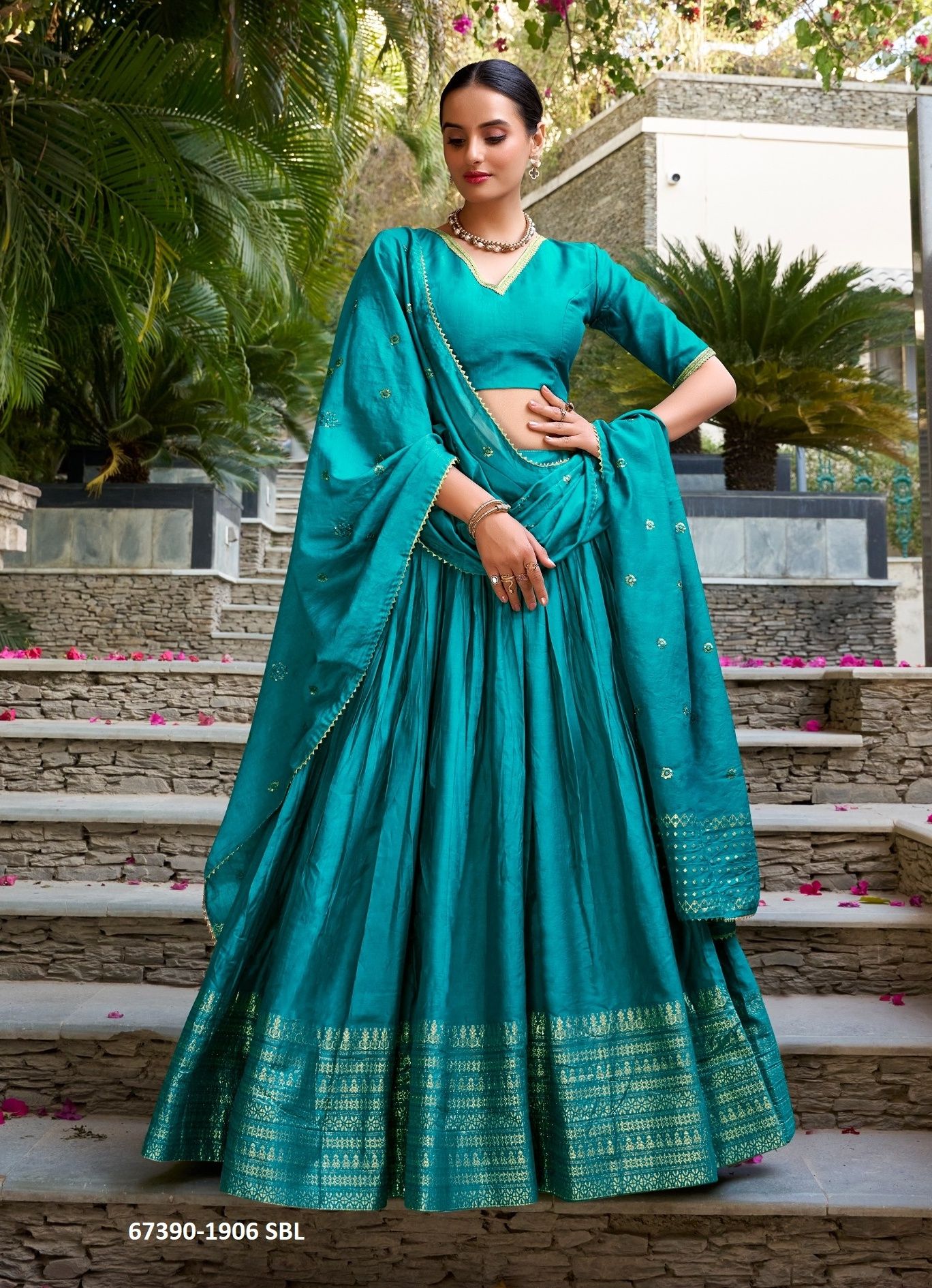 CHAND RATAN - Catalog # 67390 (Set of 12 Semi-Stitched Lehengas)