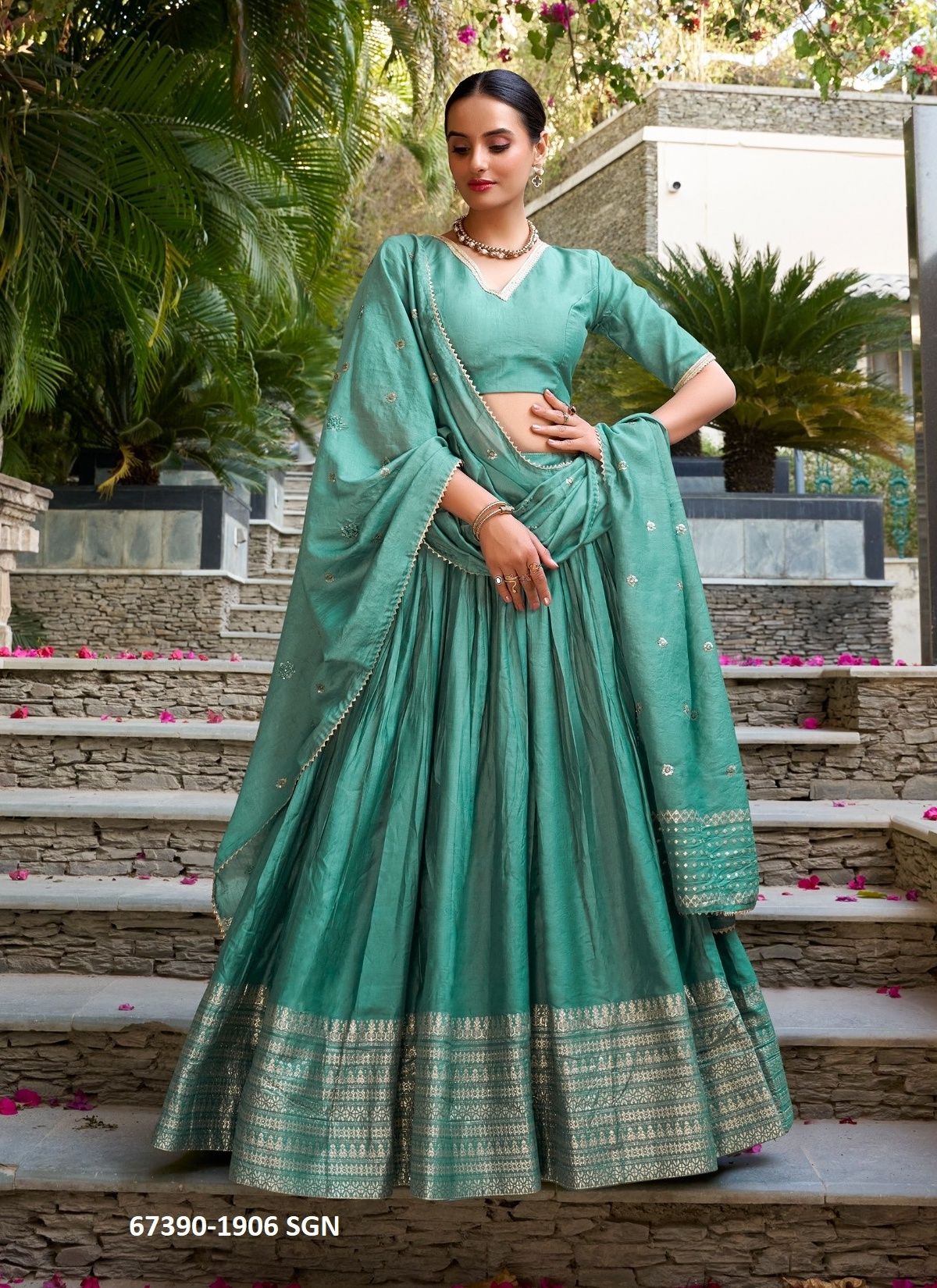 CHAND RATAN - Catalog # 67390 (Set of 12 Semi-Stitched Lehengas)