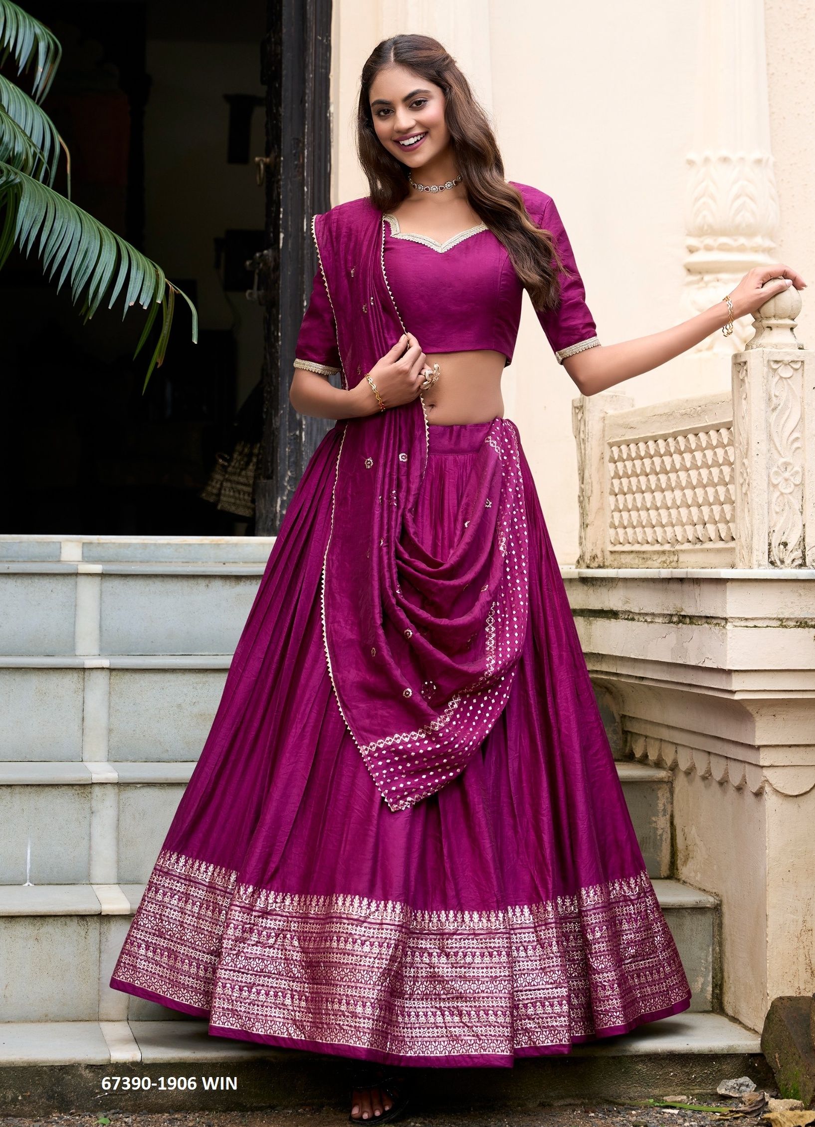 CHAND RATAN - Catalog # 67390 (Set of 12 Semi-Stitched Lehengas)