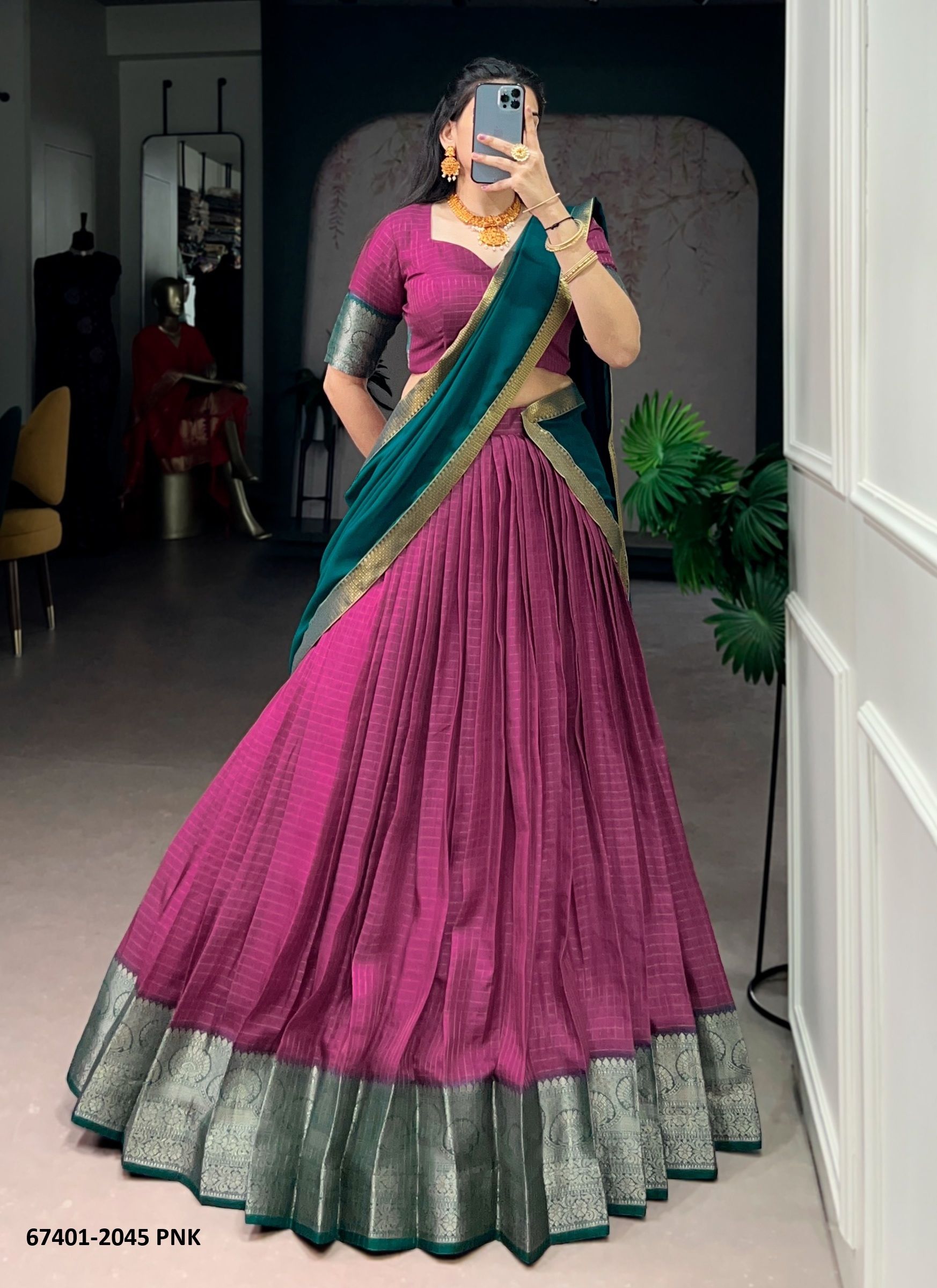 DOLA CHECKS - Catalog # 67401 (Set of 4 Semi-Stitched Lehengas) DOLA CHECKS - Catalog # 67401 (Set of 4 Semi-Stitched Lehengas)
