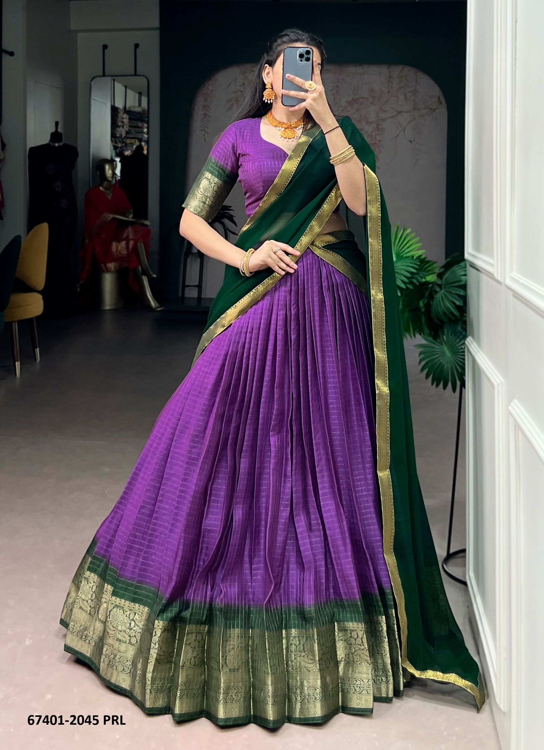 DOLA CHECKS - Catalog # 67401 (Set of 4 Semi-Stitched Lehengas) DOLA CHECKS - Catalog # 67401 (Set of 4 Semi-Stitched Lehengas)
