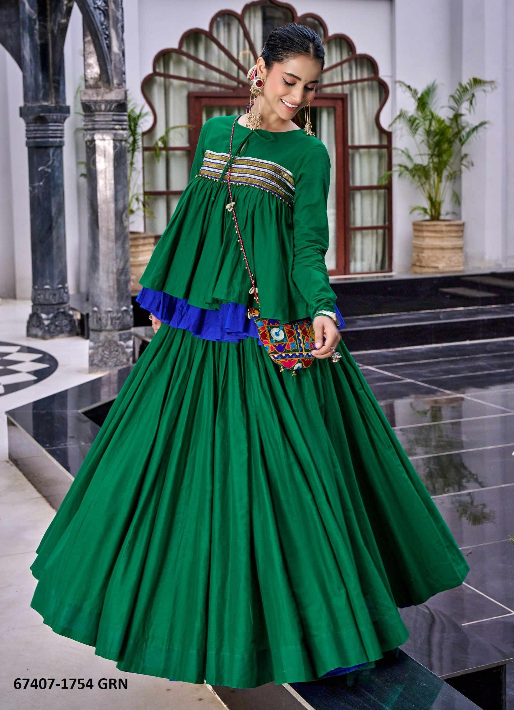 CHAIL CHABBILI [WITH HAND PURSE] - Catalog # 67407 (Set of 4 Readymade Lehengas)