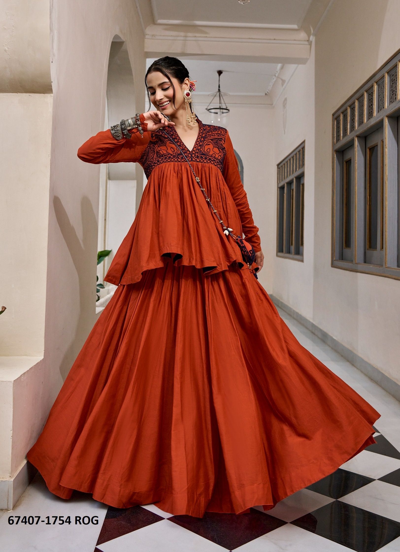CHAIL CHABBILI [WITH HAND PURSE] - Catalog # 67407 (Set of 4 Readymade Lehengas)