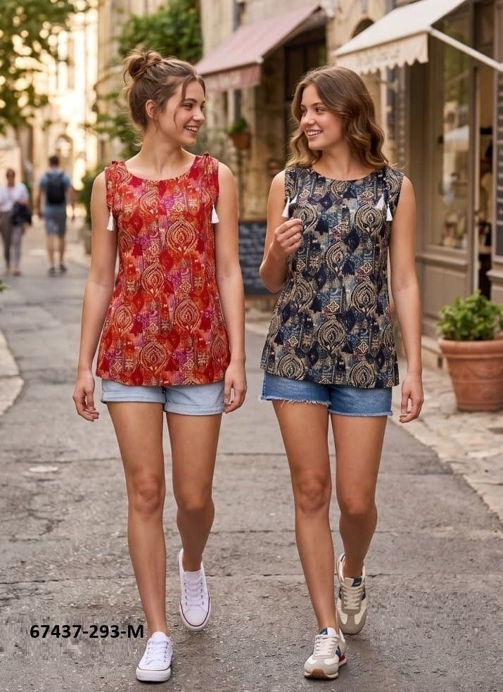 SLEEVELESS SHORT TOPS - Catalog # 67437 (Set of 56 SIZE-SETS [Readymade Women's Kurtis / Tops])