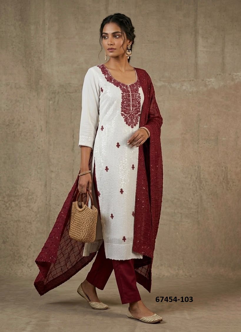 WHITE ANGEL - Catalog # 67454 (Set of 32 SIZE-SETS [Readymade Salwar Suits])