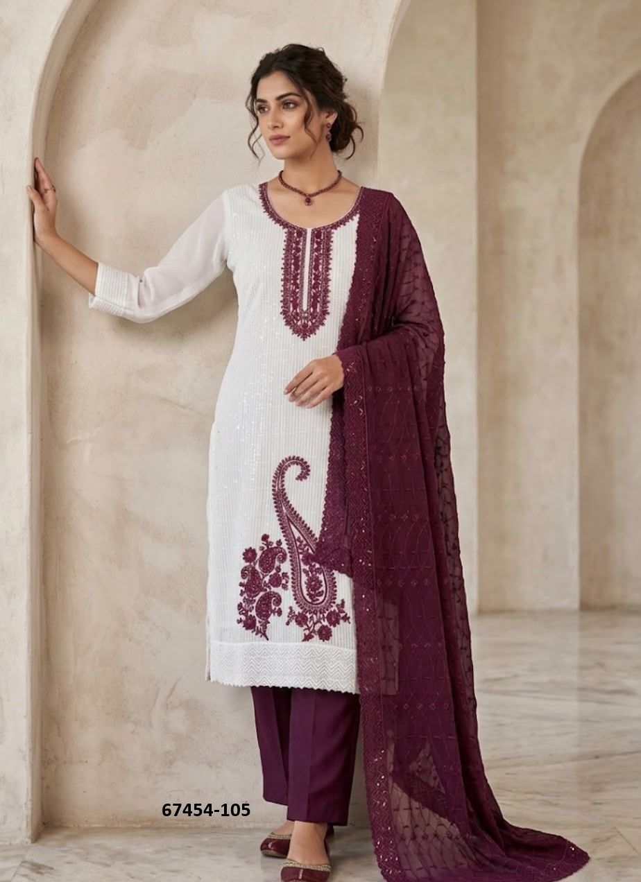 WHITE ANGEL - Catalog # 67454 (Set of 32 SIZE-SETS [Readymade Salwar Suits])
