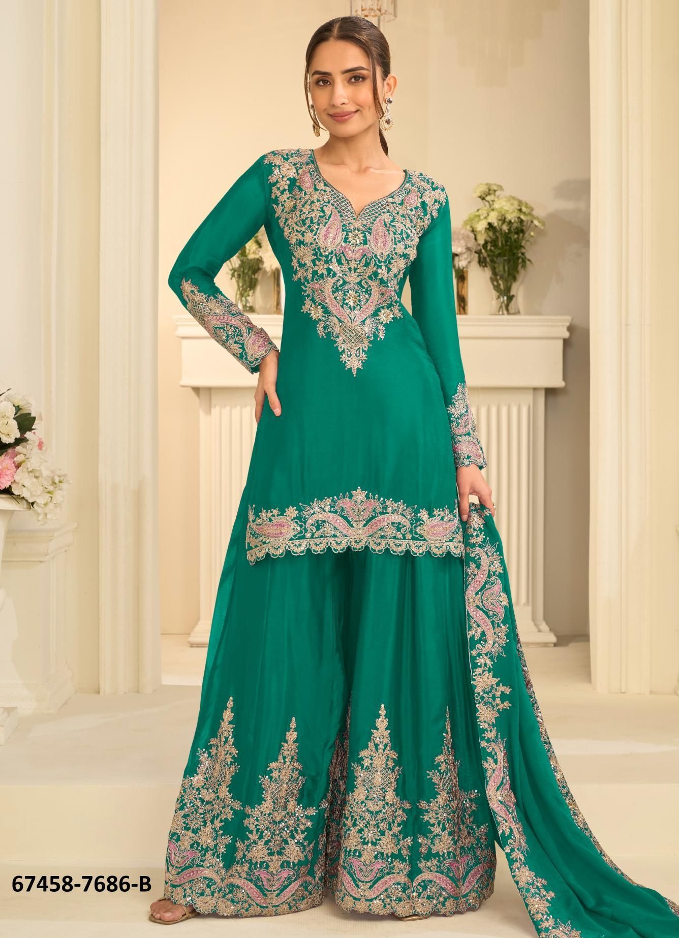 SAGA - Catalog # 67458 (Set of 4 Readymade Salwar Suits)