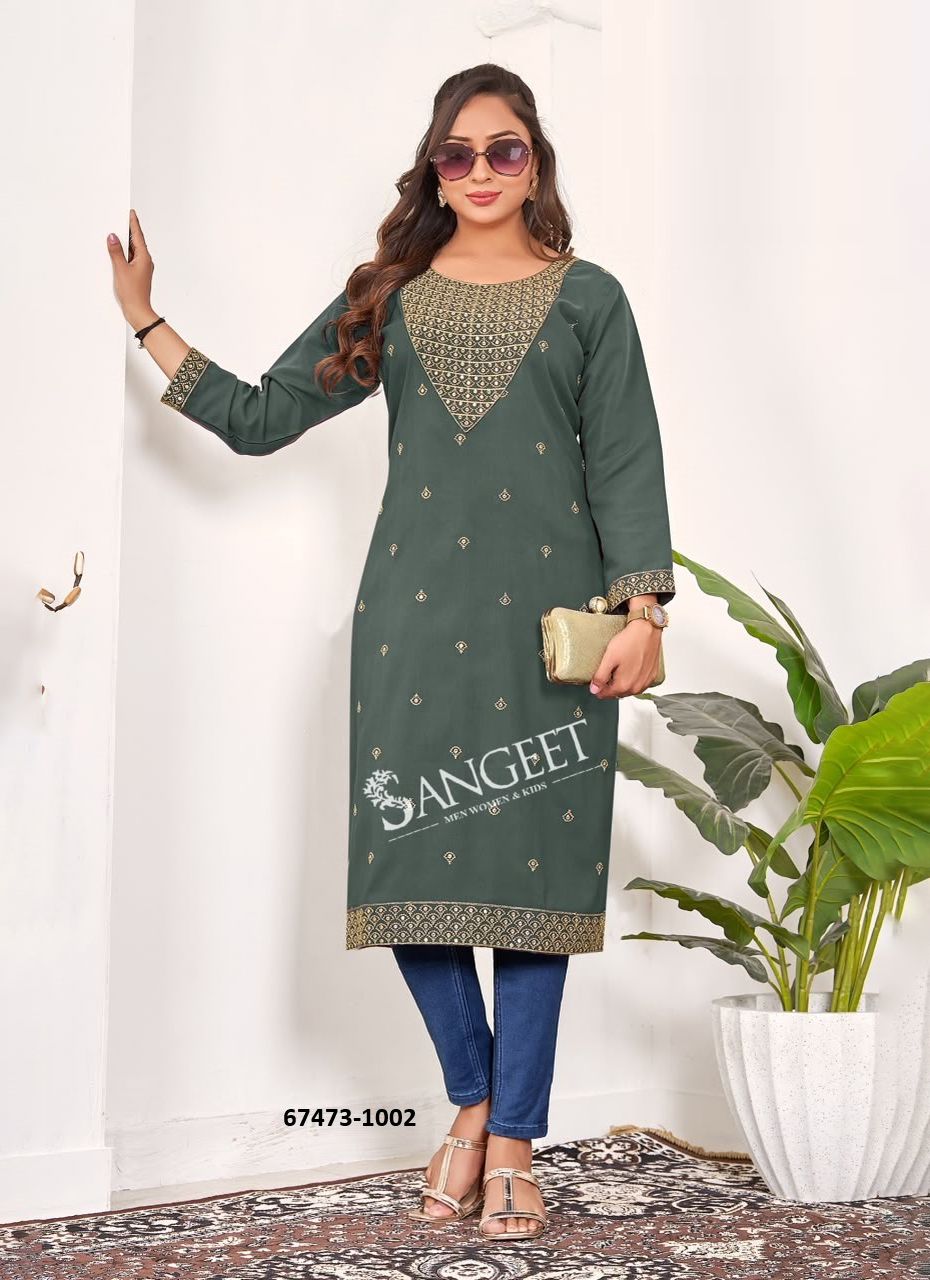 ZEEVA - Catalog # 67473 (Set of 6 Readymade Women's Kurtis / Tops)