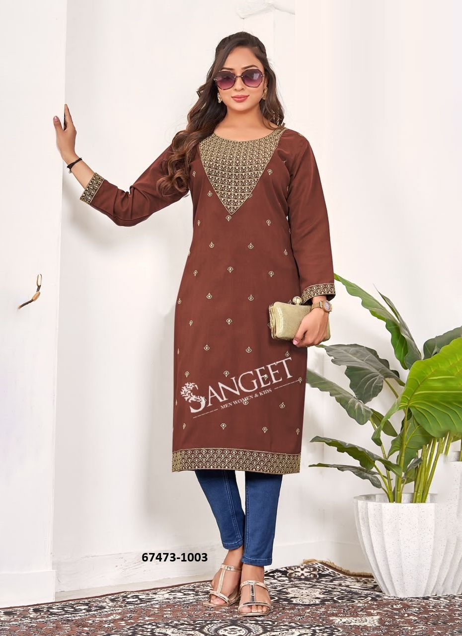 ZEEVA - Catalog # 67473 (Set of 6 Readymade Women's Kurtis / Tops)