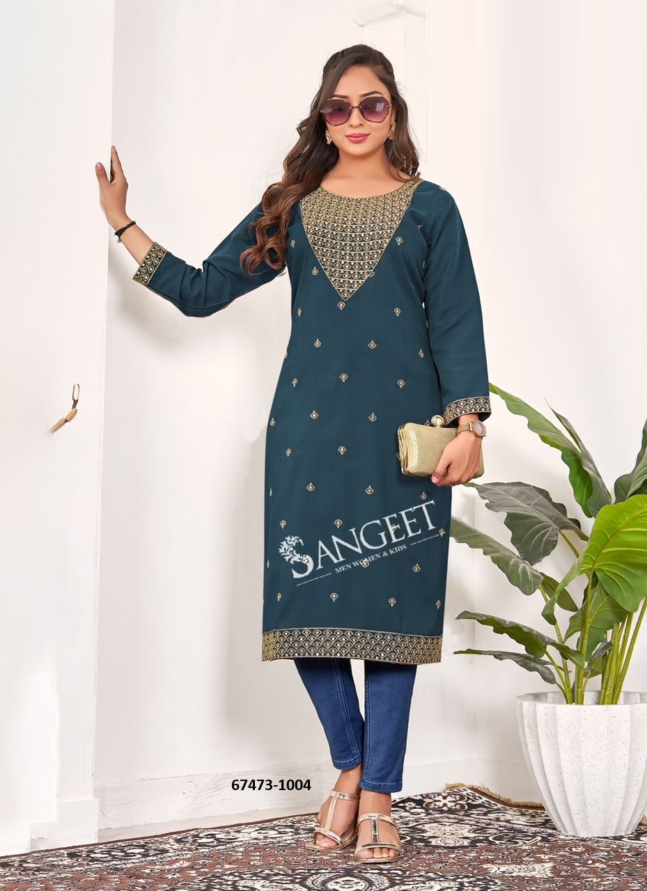 ZEEVA - Catalog # 67473 (Set of 6 Readymade Women's Kurtis / Tops)