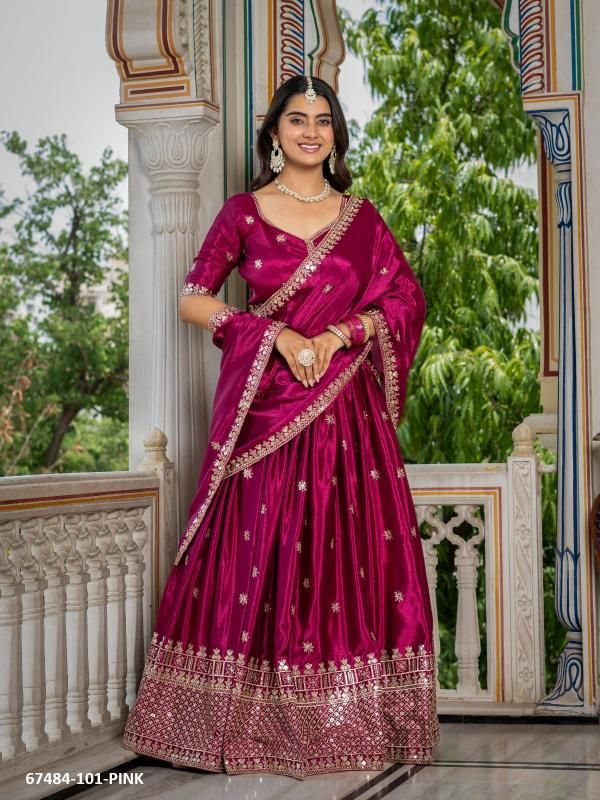 DISHA - Catalog # 67484 (Set of 3 Semi-Stitched Lehengas)