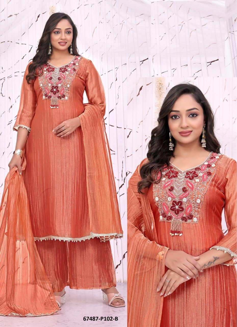 POONAM - Catalog # 67487 (Set of 7 SIZE-SETS [Readymade Salwar Suits])