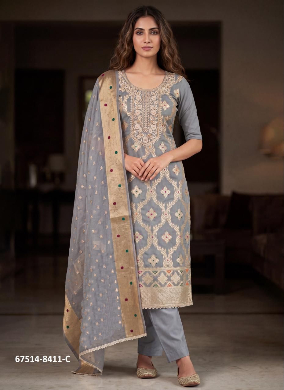 REETI RIWAAZ - Catalog # 67514 (Set of 4 Readymade Salwar Suits)