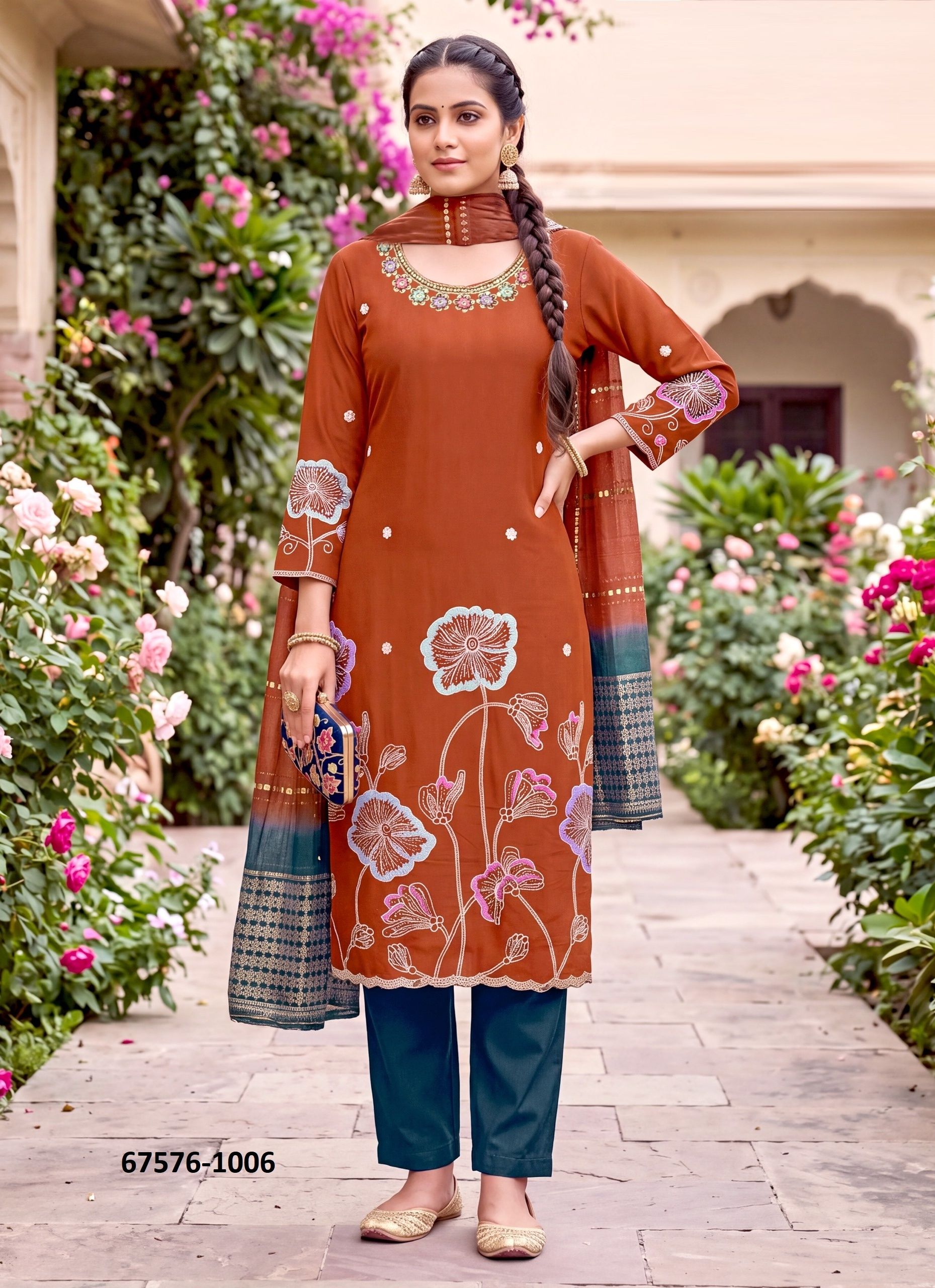 ISHEEKA - Catalog # 67576 (Set of 6 Readymade Salwar Suits) ISHEEKA - Catalog # 67576 (Set of 6 Readymade Salwar Suits)