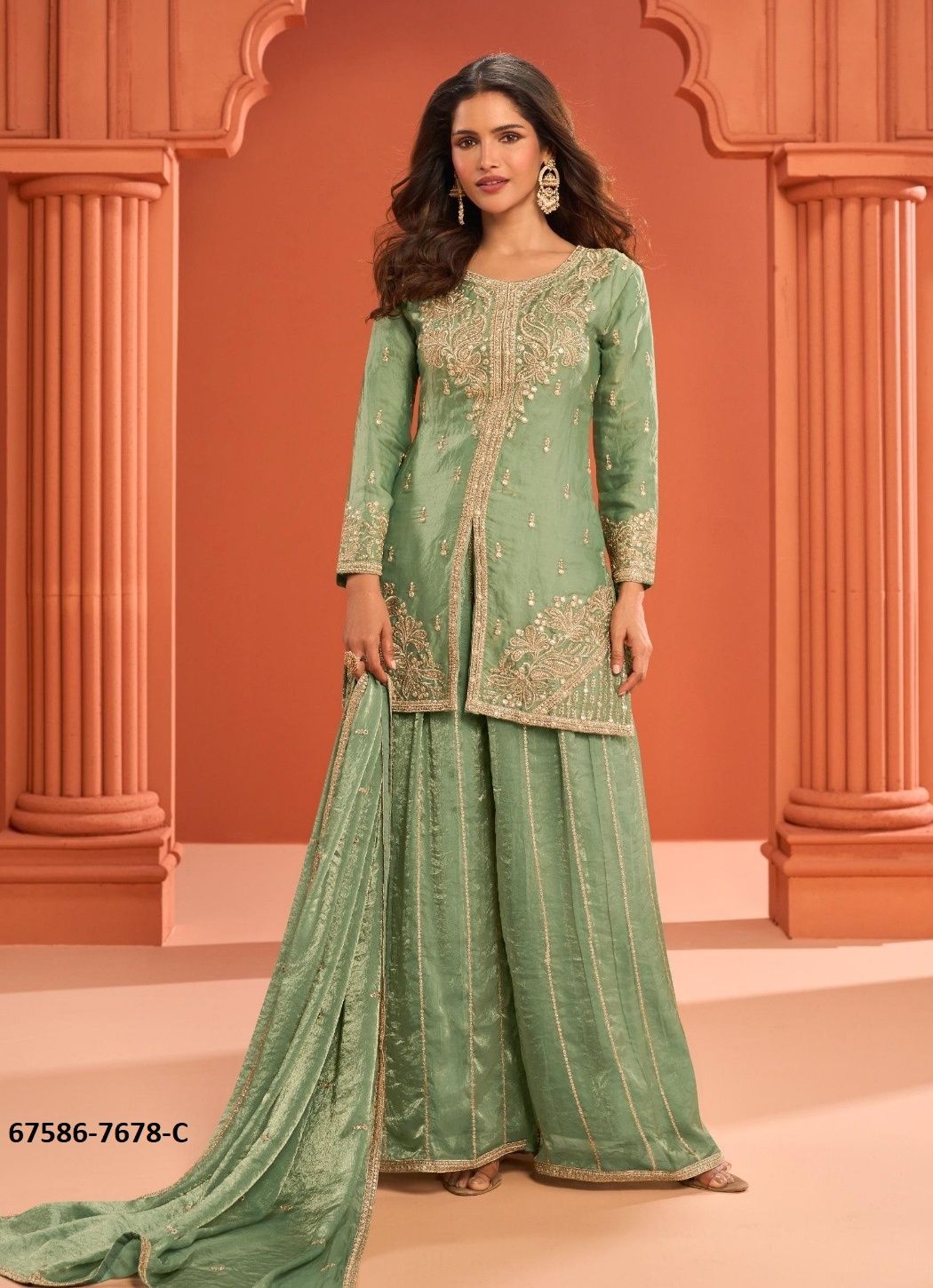 ISHWARA - Catalog # 67586 (Set of 4 Indo-Western Outfits)